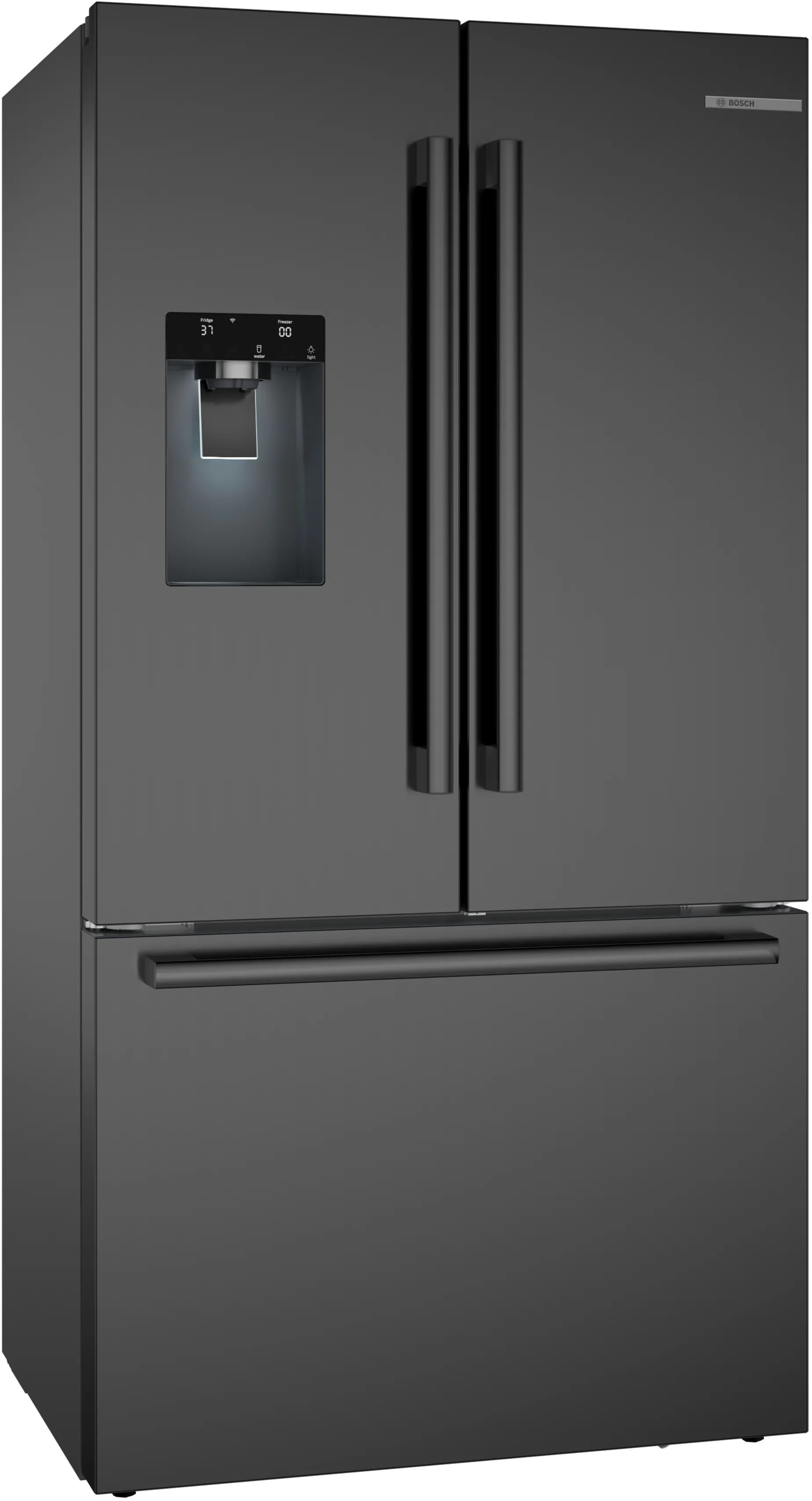 500 Series French Door Bottom Mount Refrigerator 36'' Black Stainless Steel, Total No Frost 