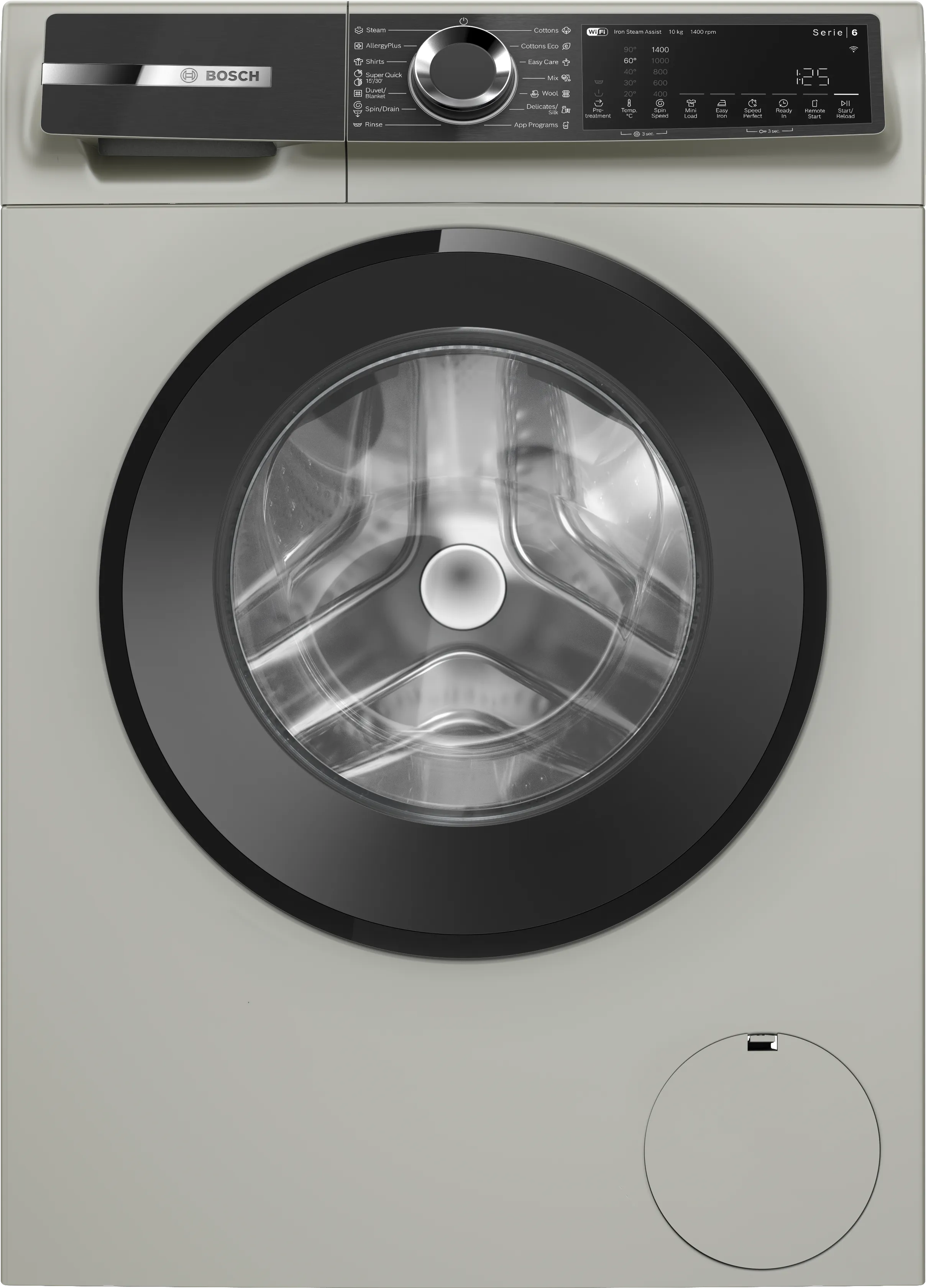 Series 6 washing machine, frontloader fullsize 10 kg , Silver inox 