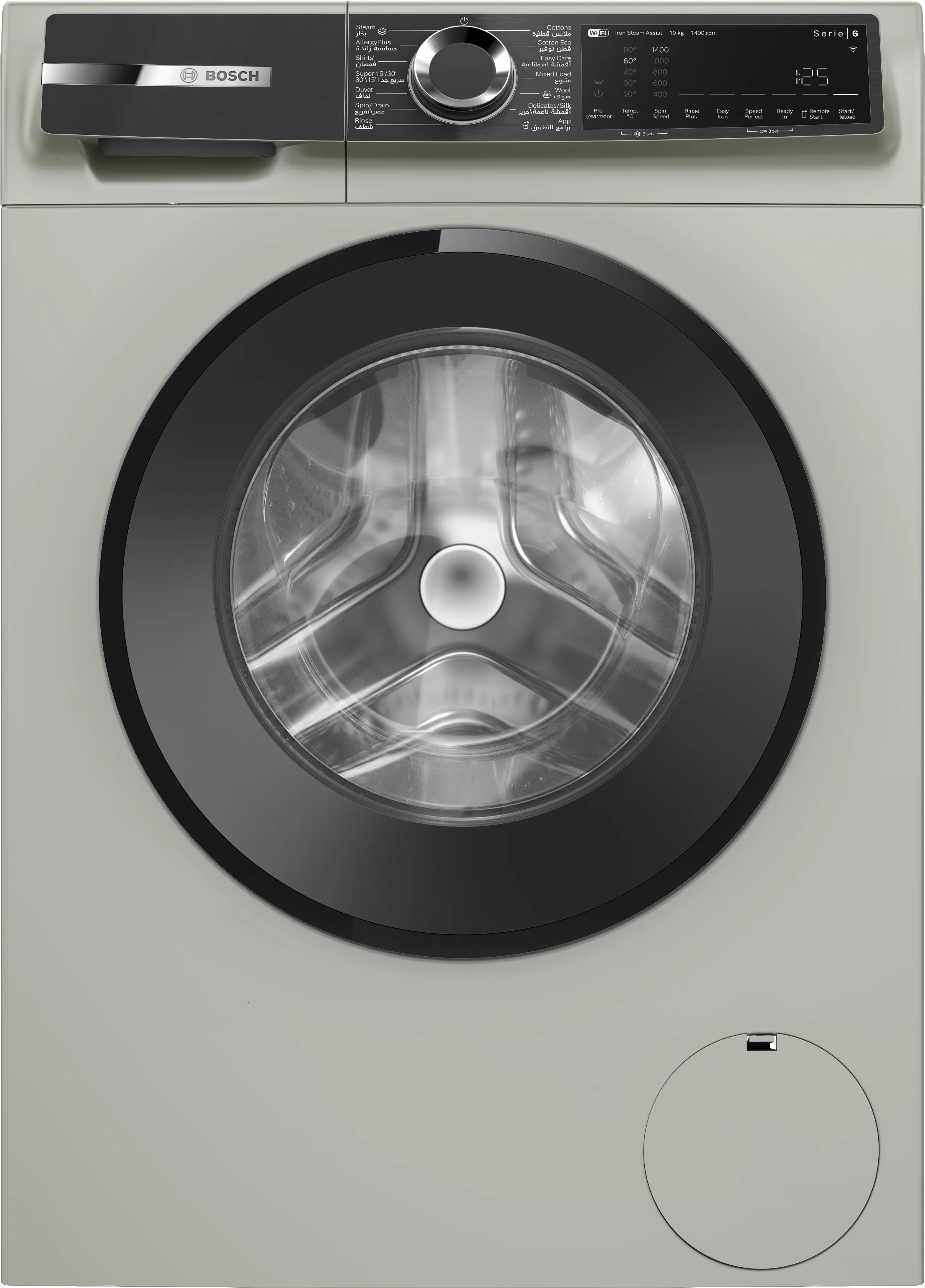 Series 6 washing machine, front loader 10 kg , Silver inox 