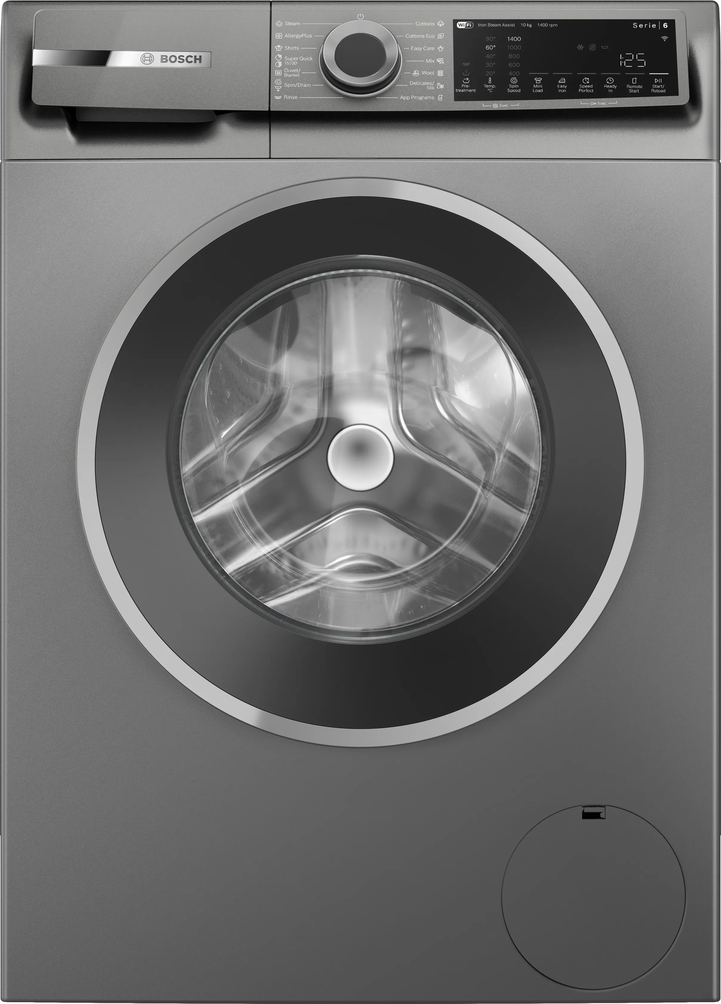 Series 6 washing machine, frontloader fullsize 10 kg , Cast iron grey 