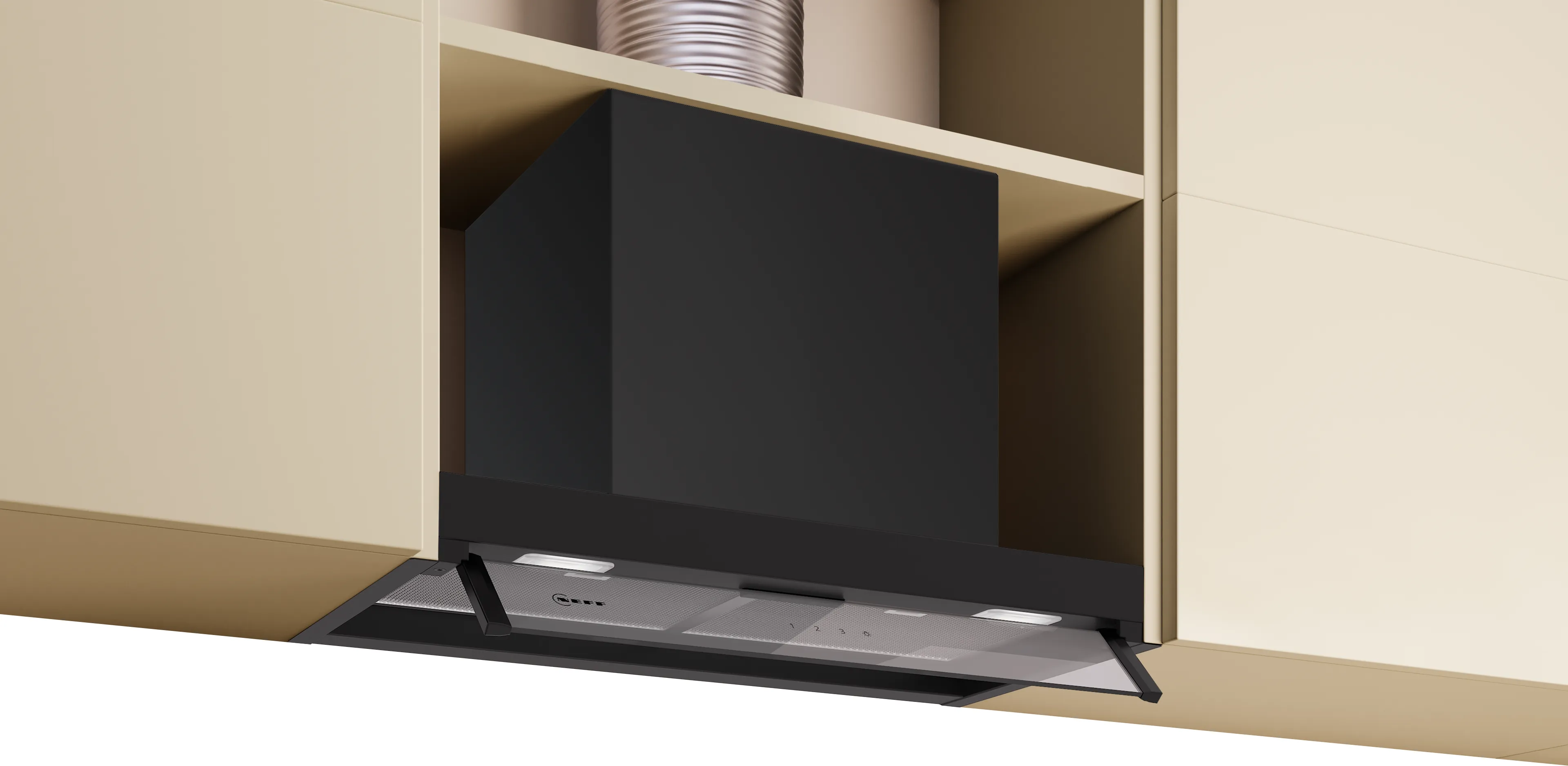 N 50 Интегриран аспиратор кубче 60 cm прозрачно стъкло, Матово черно 