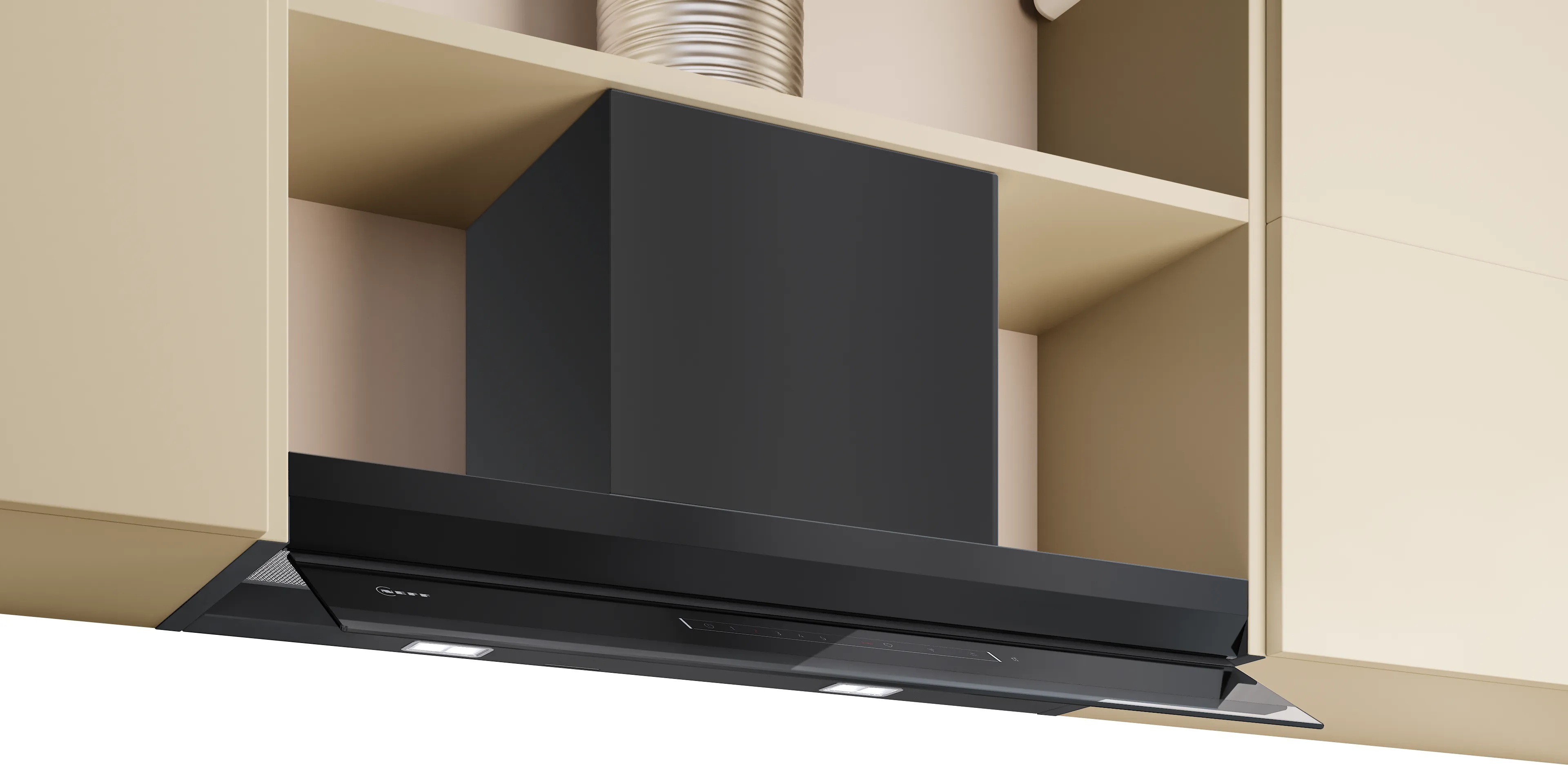 N 90 Integrated Design Hood 80 cm clear glass black printed, Matt black  