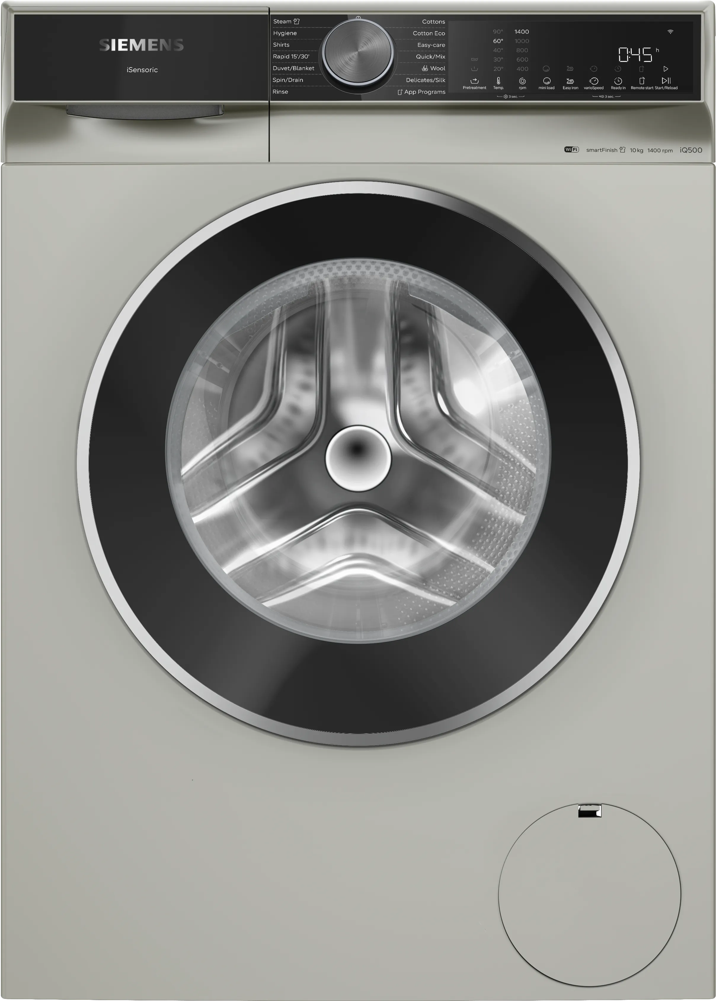 iQ500 Frontloader Washing Machine 10 kg , Silver inox 