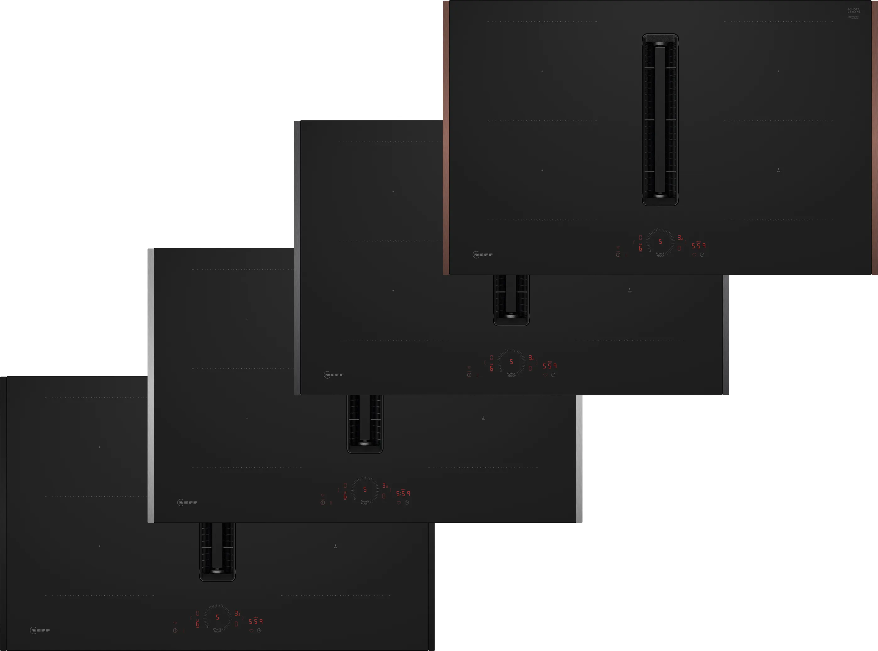 N 70 Inductiekookplaat met afzuiging 80 cm Matzwart, Flex Design