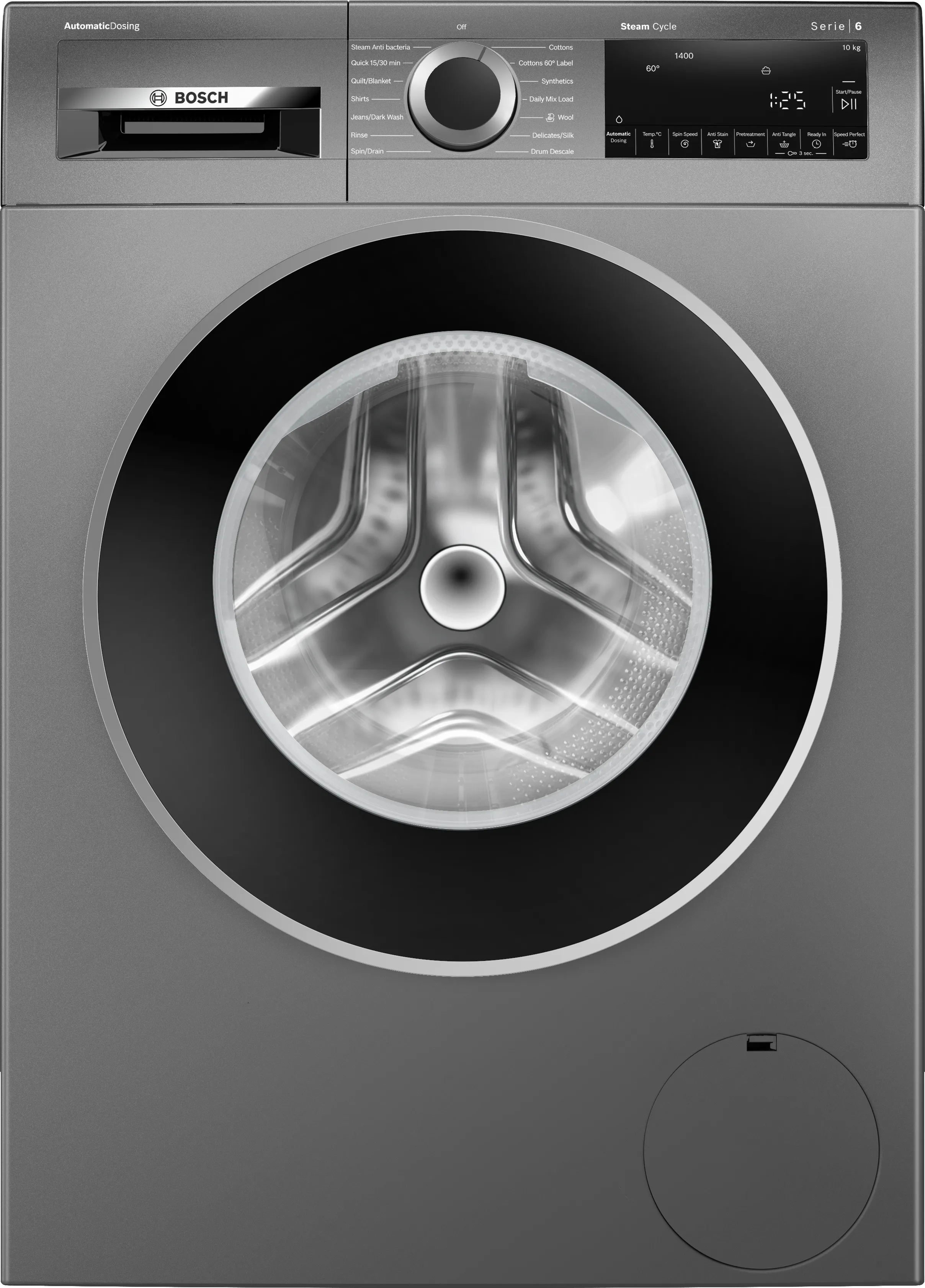 Series 6 washing machine, front loader 10 kg , Cast iron grey