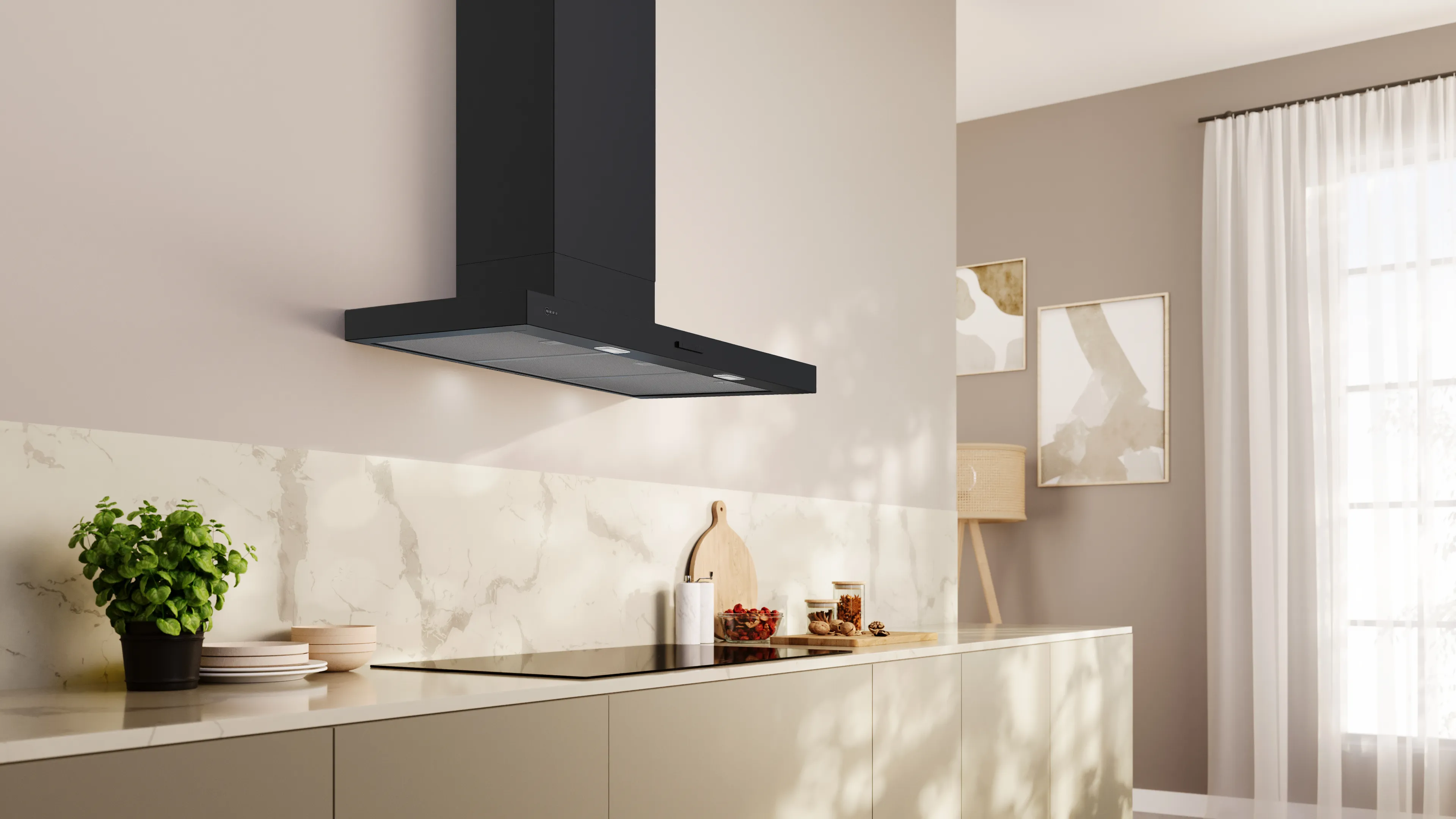 Schwarze Wandessen im Boxdesign