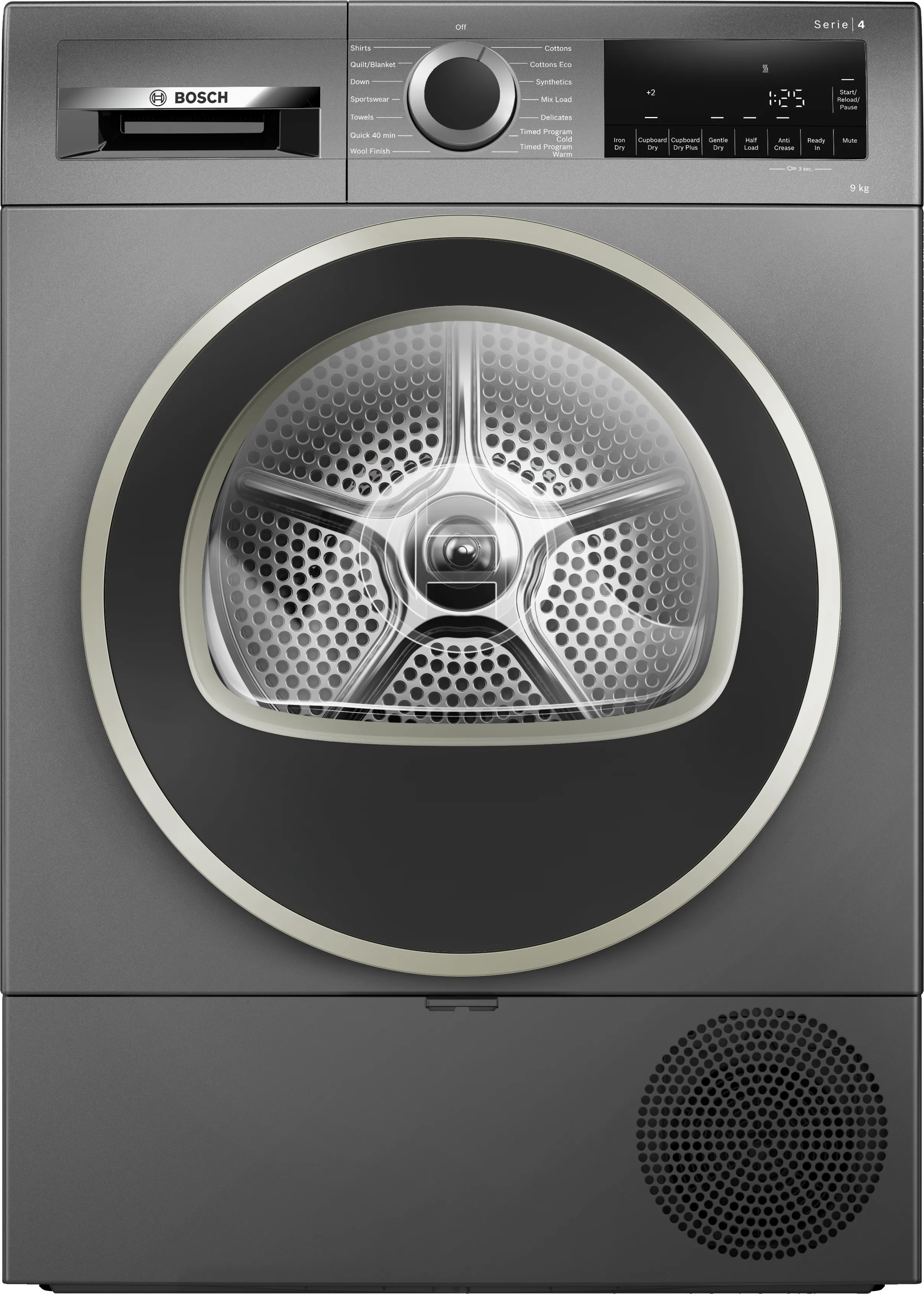 Series 4 heat pump tumble dryer 9 kg Cast iron grey 