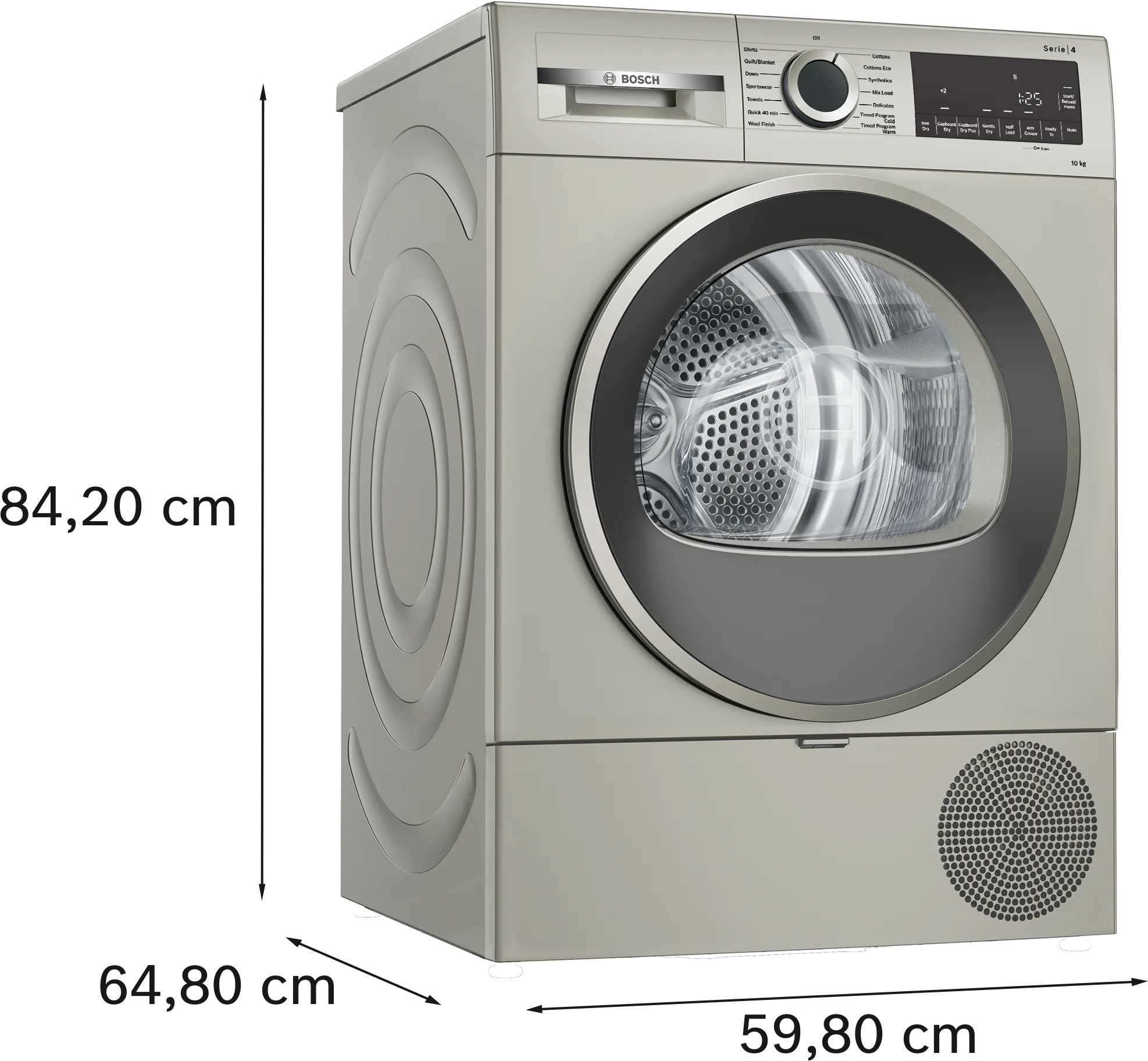Bosch WQG2520XIN Series 4 heat pump tumble dryer 10 kg Silver inox