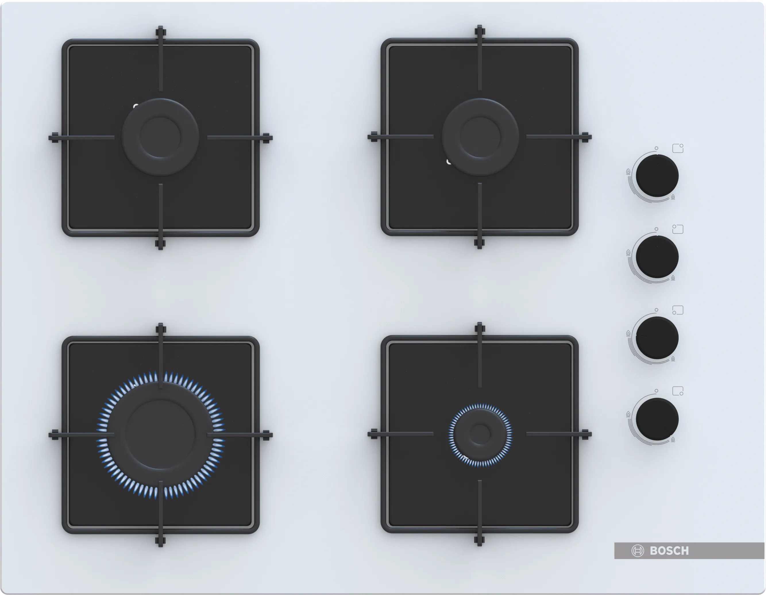 Serie 4 Gazlı Ocak 67 cm Sert cam, Beyaz 