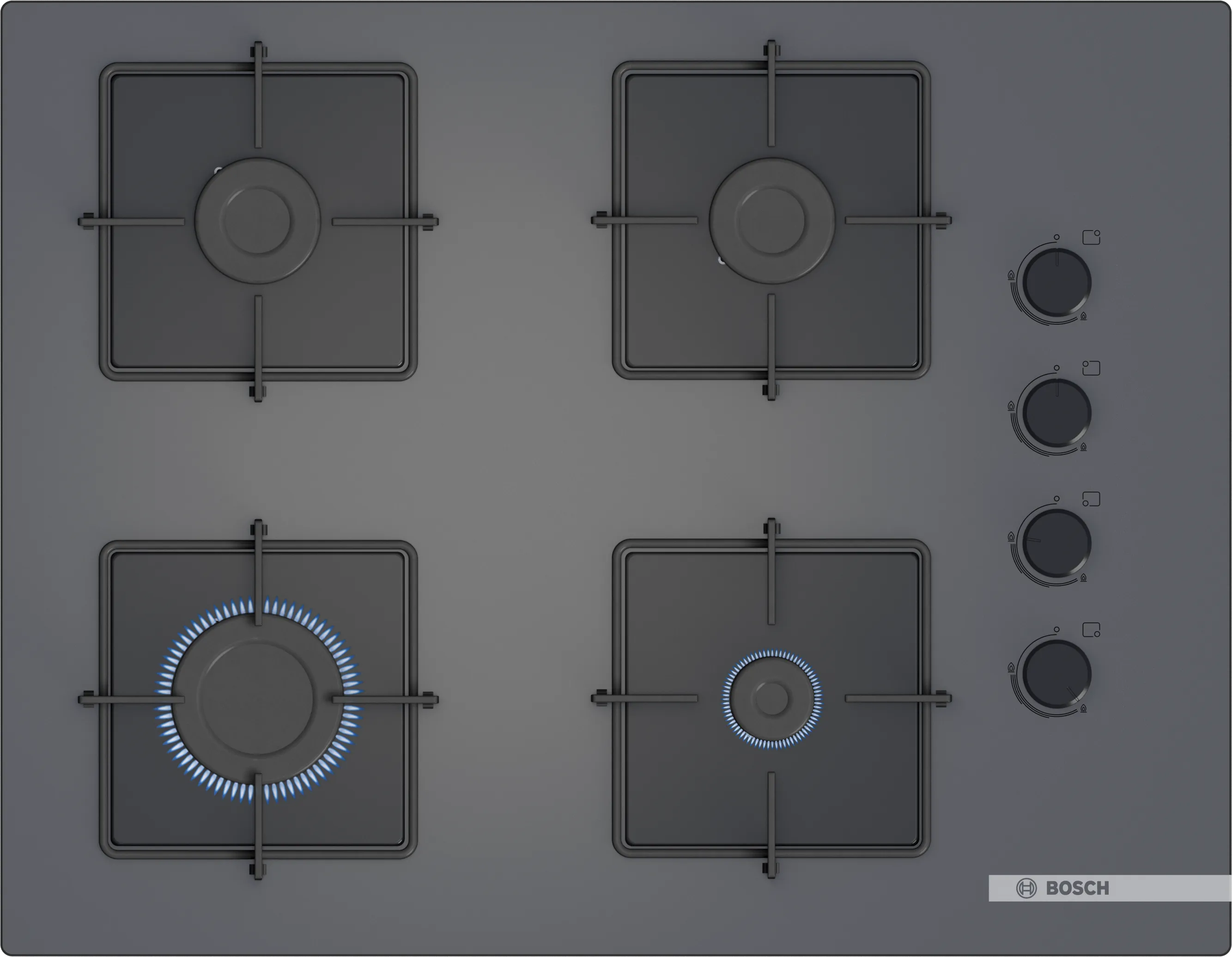 Serie 4 Gazlı Ocak 67 cm Sert cam, Antrasit gri 
