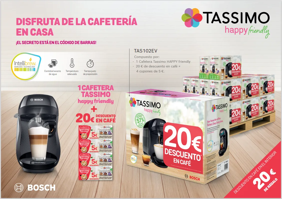 Cafetera multibebida TASSIMO HAPPY friendly Voucher