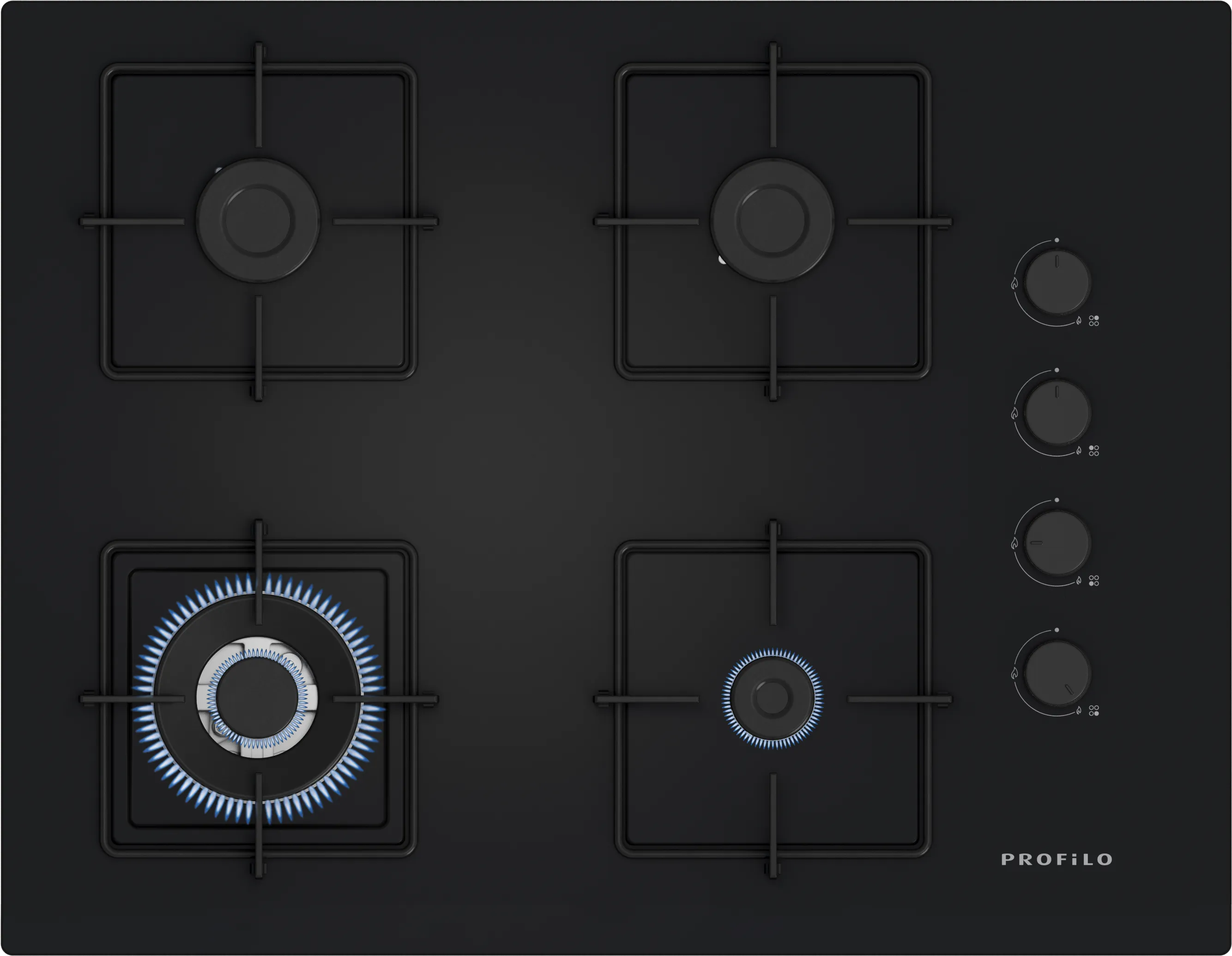 Gazlı Ocak 67 cm Sert cam, Siyah 