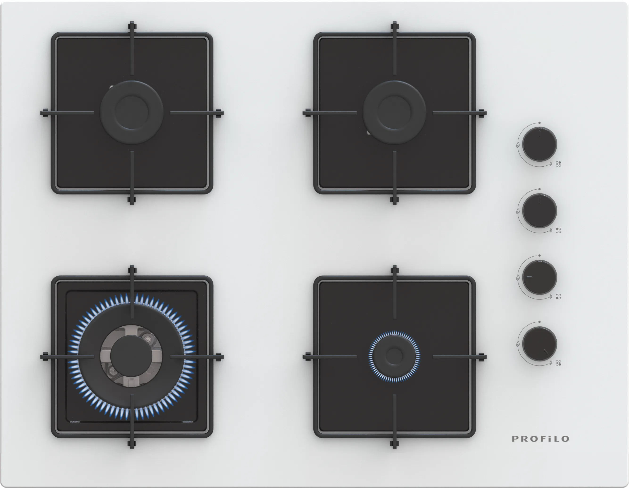 Gazlı Ocak 67 cm Sert cam, Beyaz 