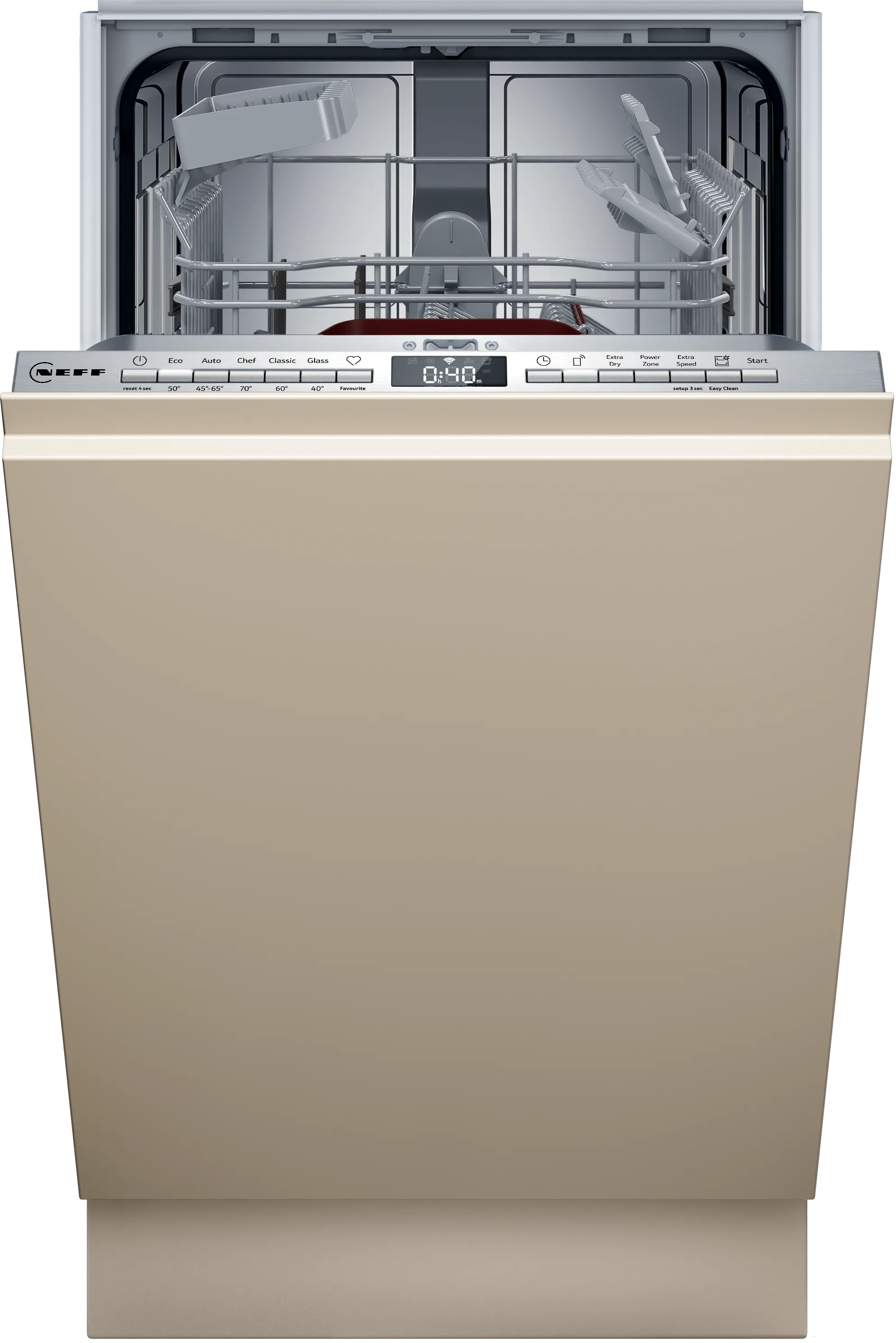 N 50 fully-integrated dishwasher 45 cm Variable hinge for special installation situations 