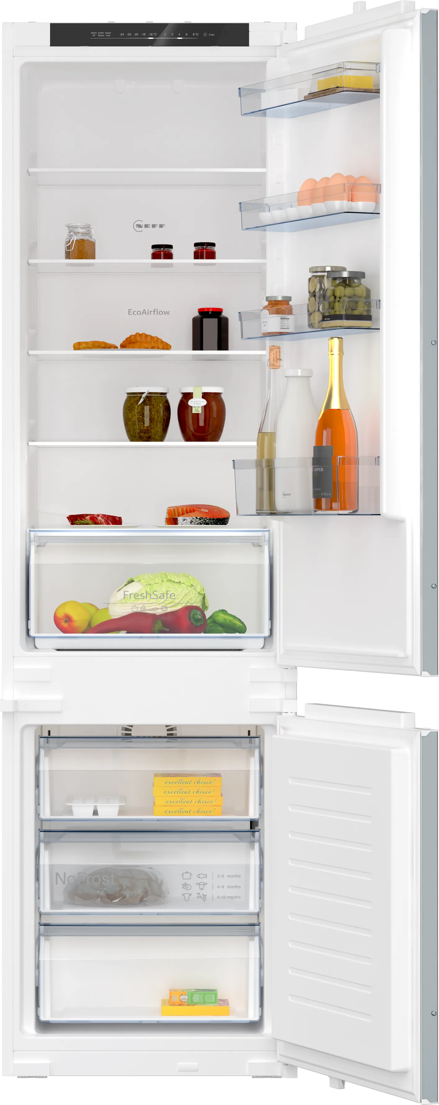 N 30 Built-in fridge-freezer with freezer at bottom 193.5 x 54.1 cm sliding hinge 