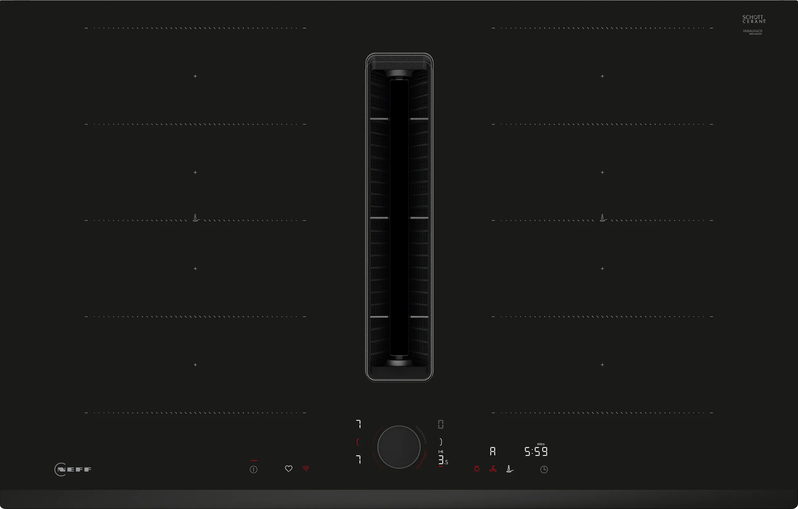 N 90 Induction hob with integrated ventilation system 80 cm surface mount without frame