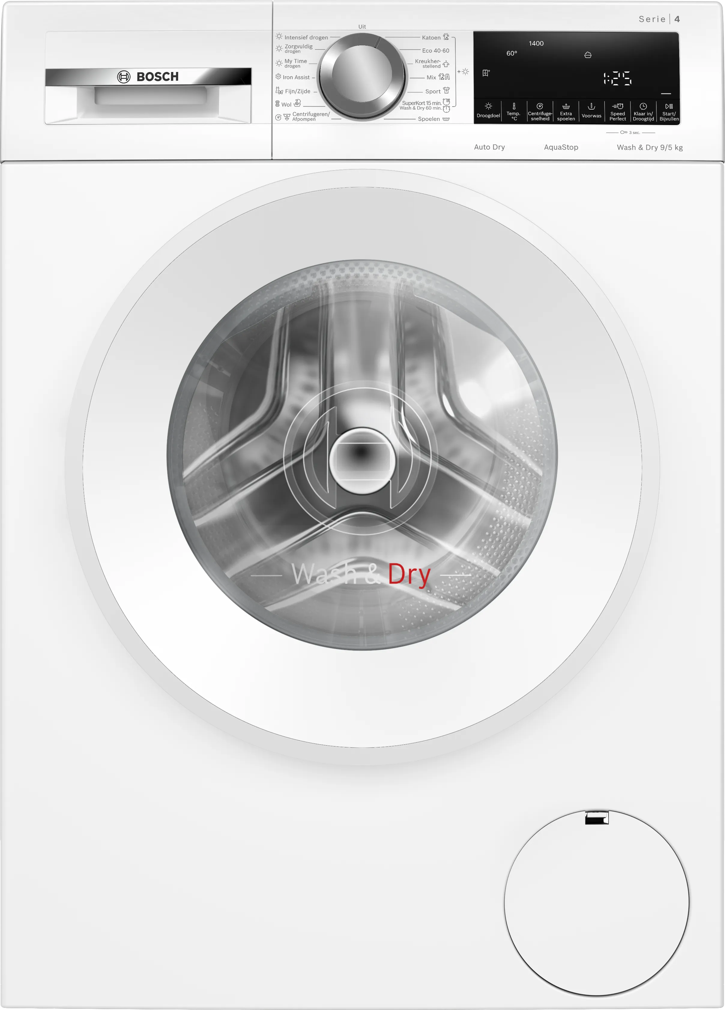 Serie 4 Was-droogcombinatie 9/5 kg max. 1400 rpm 