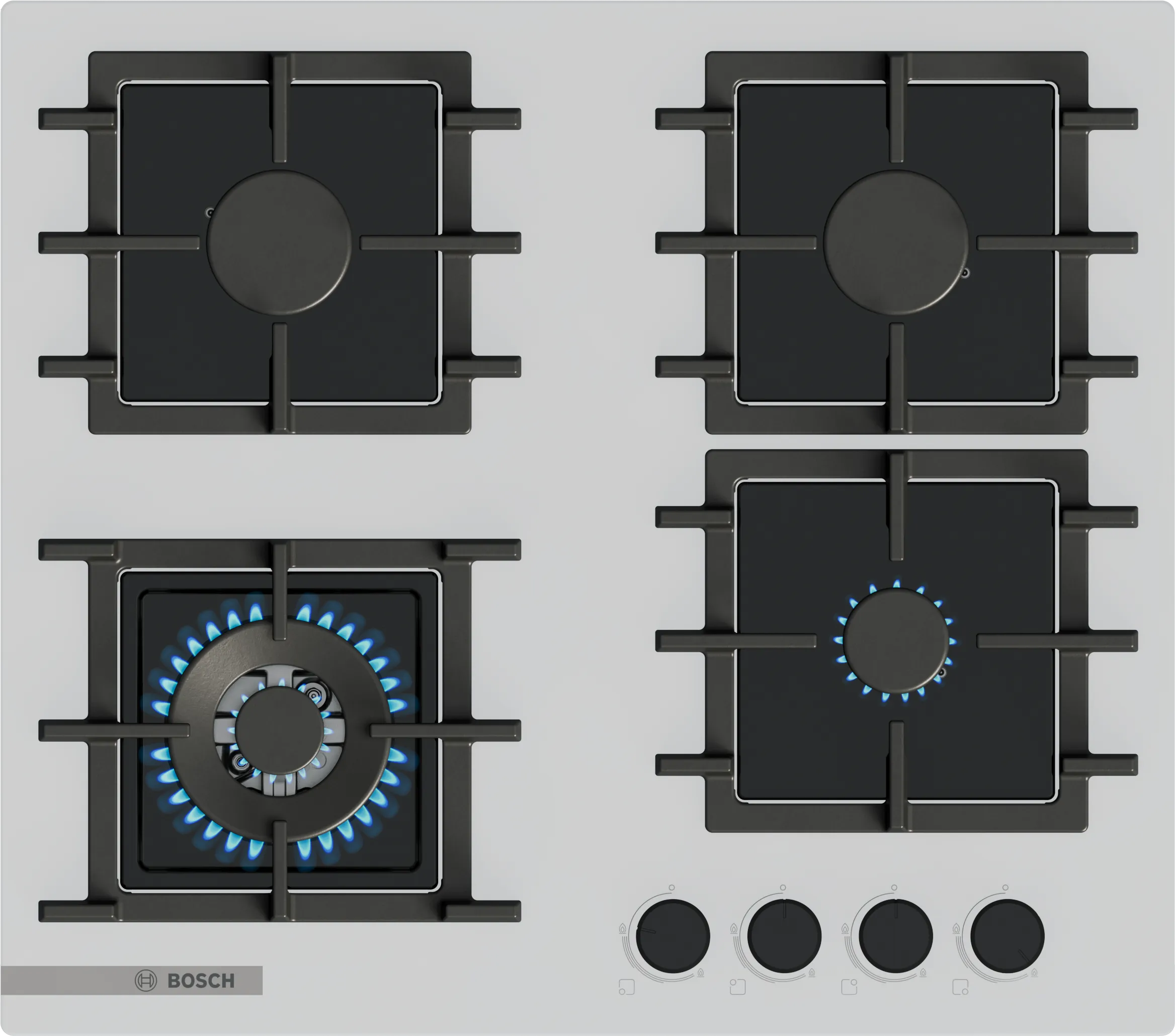 Series 4 qazlı bişirmə paneli 60 cm Süzülmüş şüşə, Ağ 