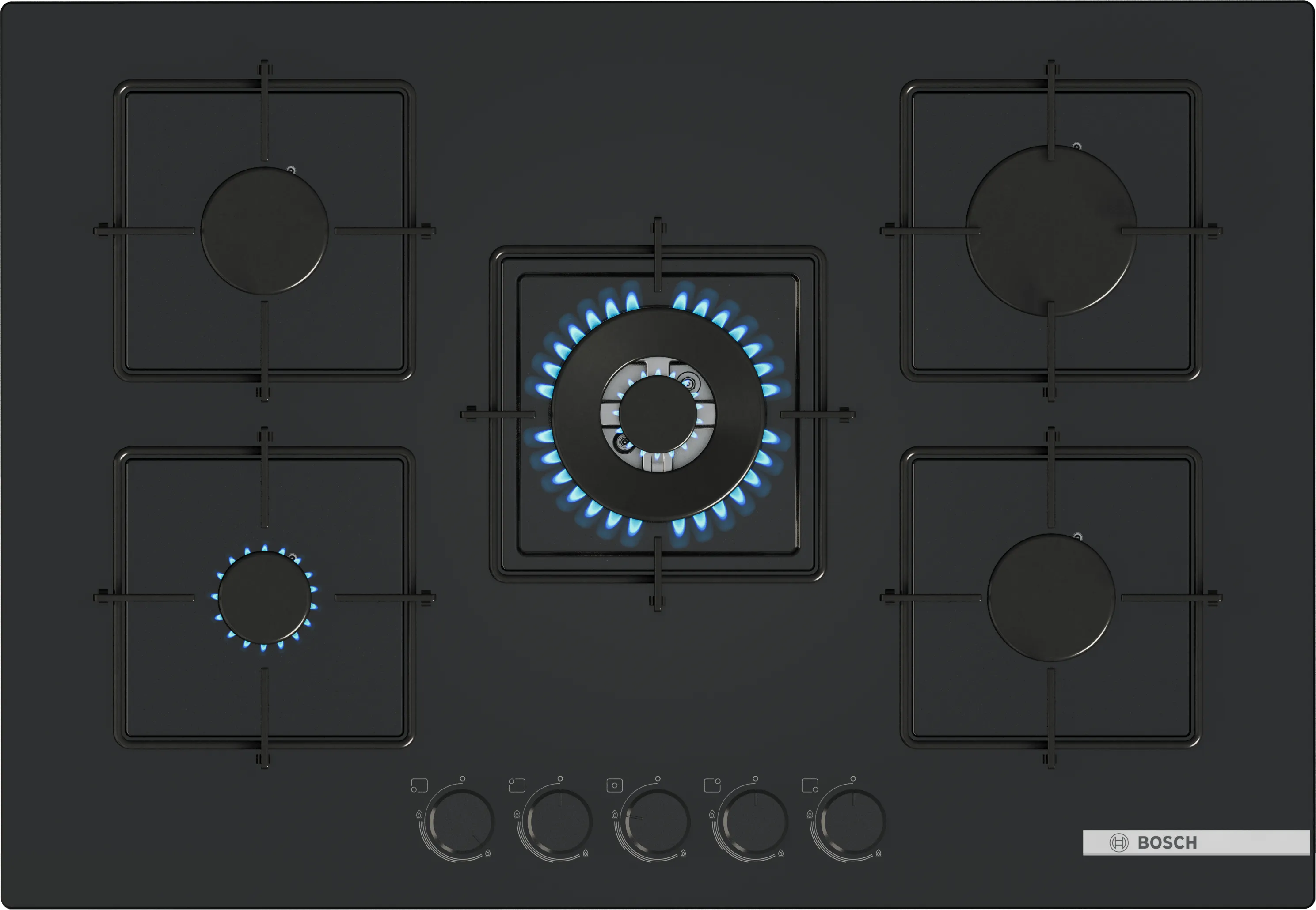 Serie 4 Gazlı Ocak 75 cm Sert cam, Siyah 