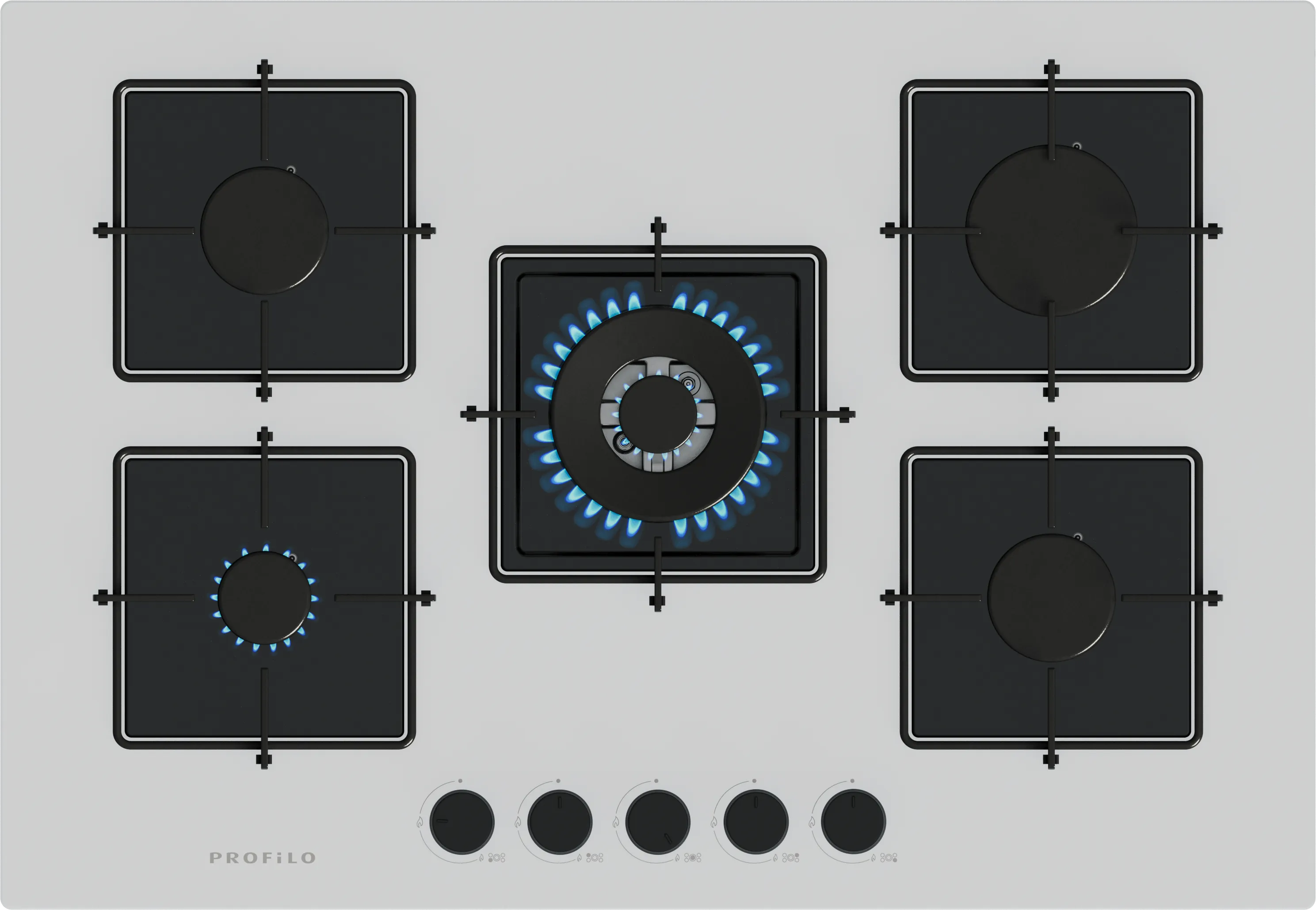 Gazlı Ocak 75 cm Sert cam, Beyaz 