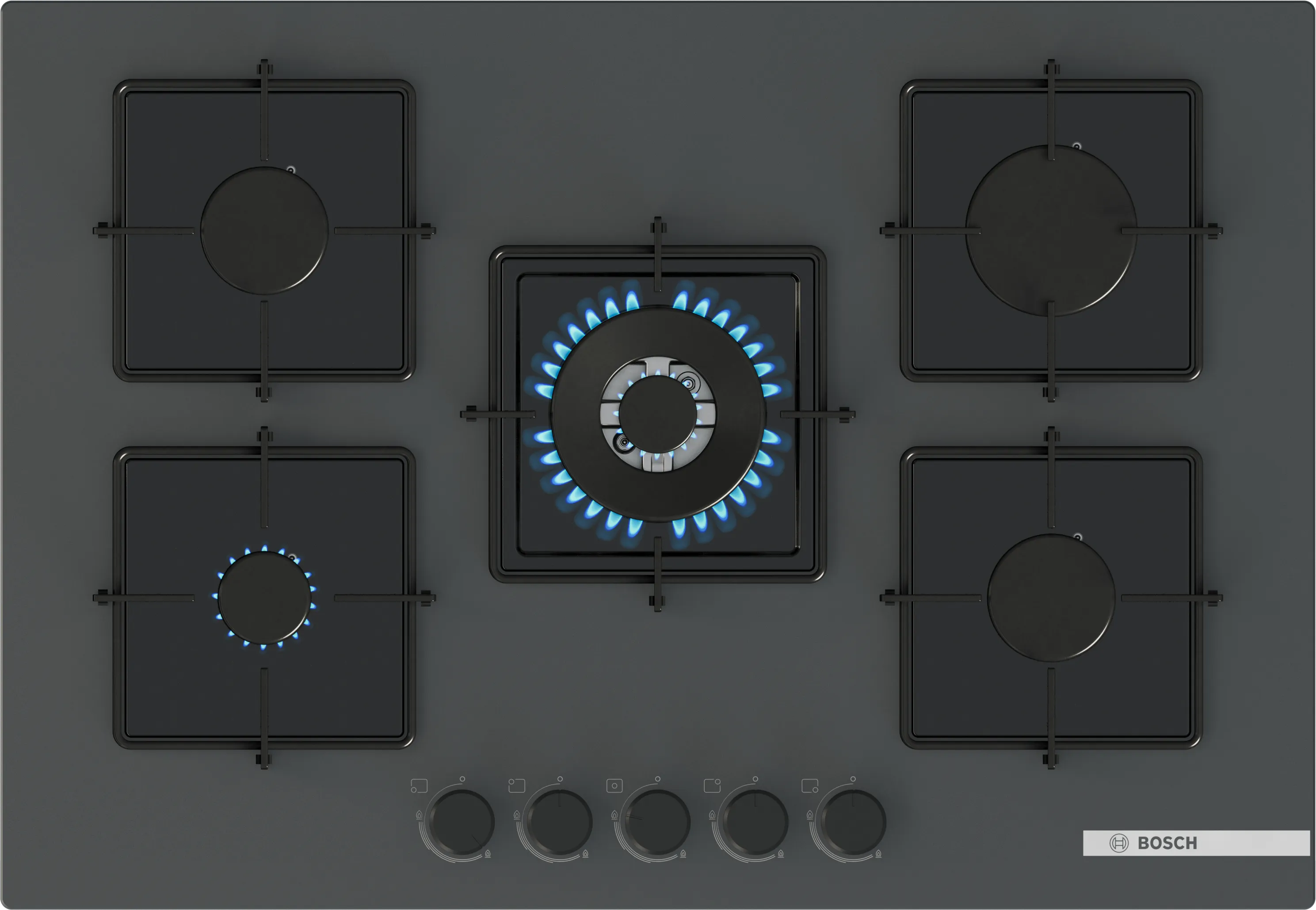 Serie 4 Gazlı Ocak 75 cm Sert cam, Antrasit gri 