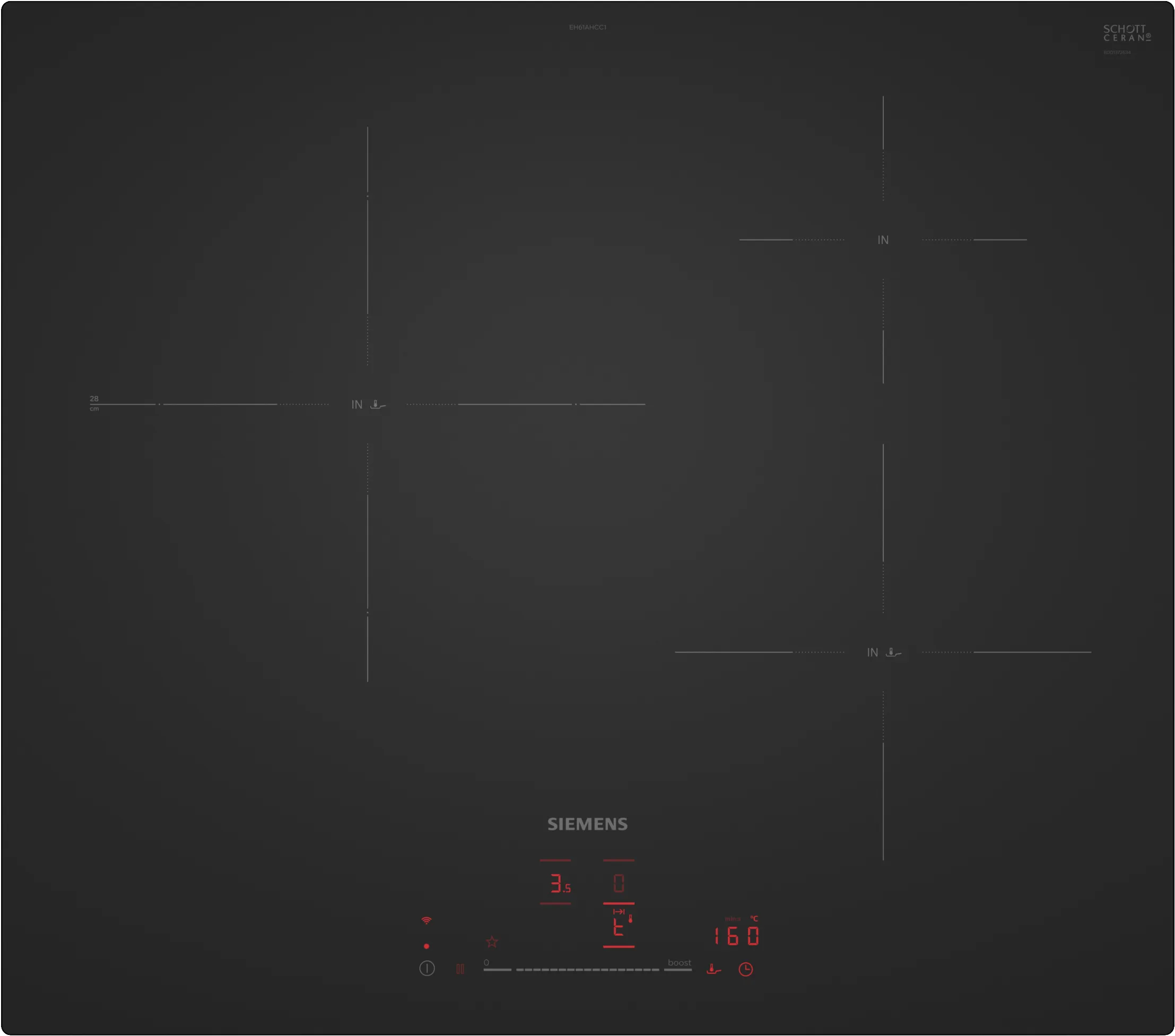 iQ300 Placa de indução 60 cm Preto Mate, Instalação na superfície sem moldura 