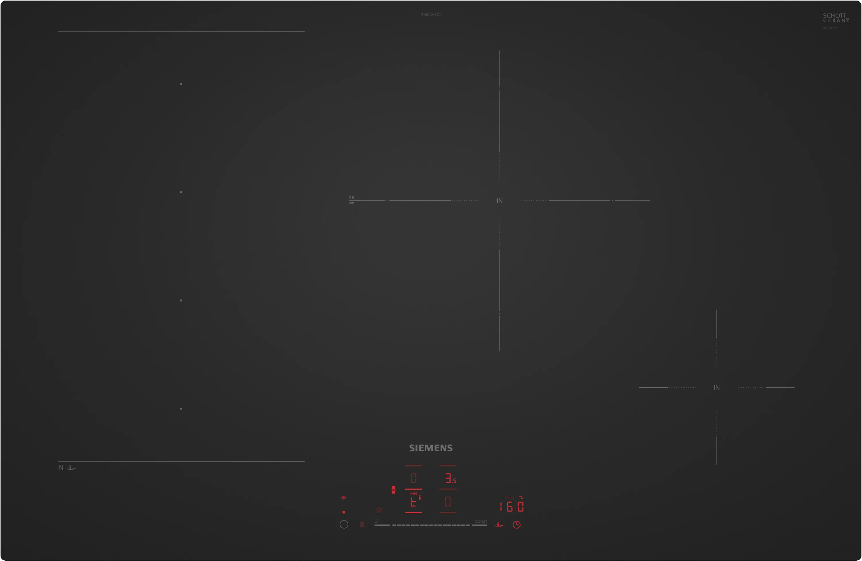 iQ700 Placa de indução 80 cm Preto Mate, Instalação na superfície sem moldura 