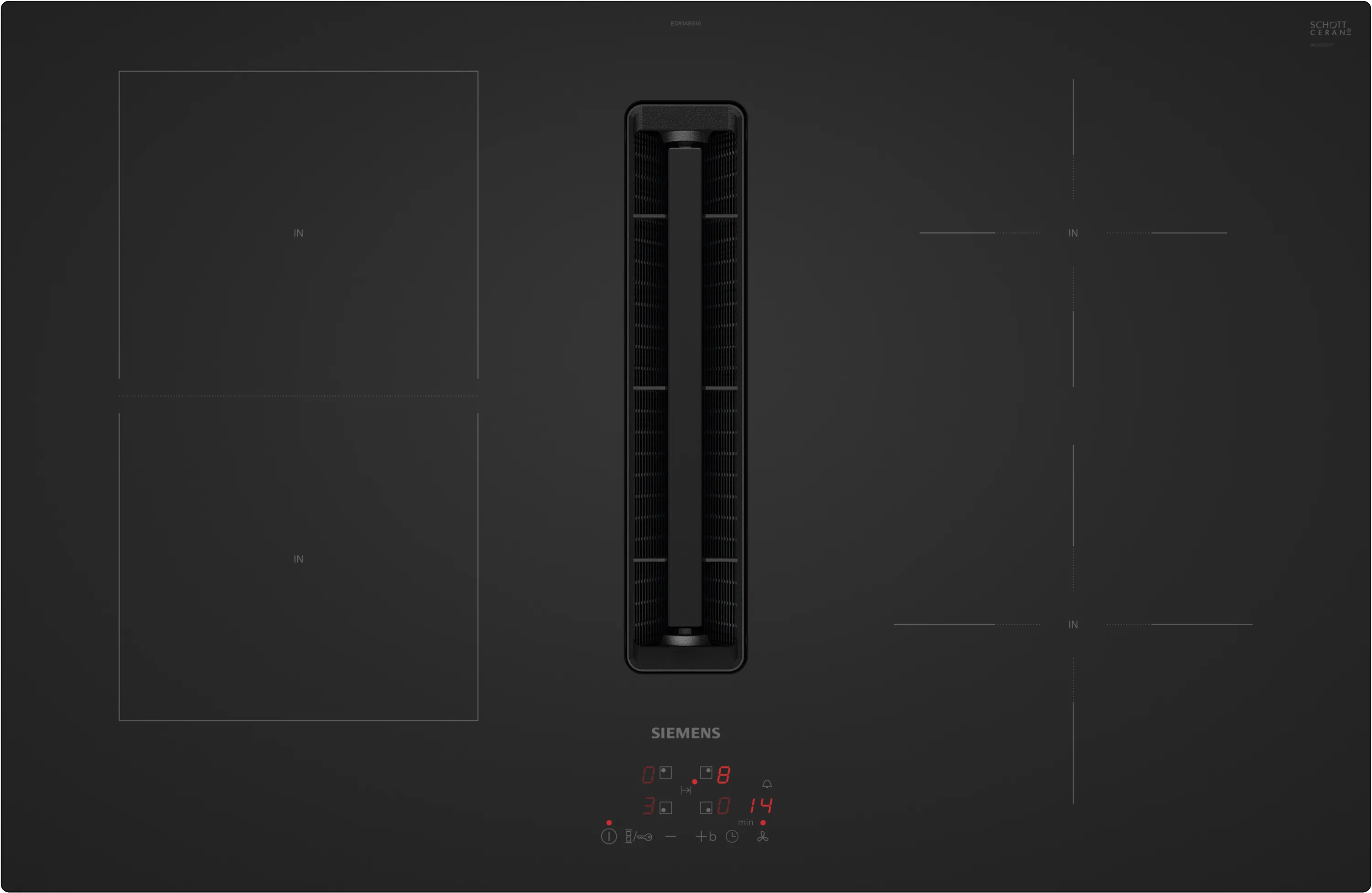 iQ300 Indukční varná deska s odsáváním 80 cm černá, matná, instalace na pracovní desku bez rámečku 