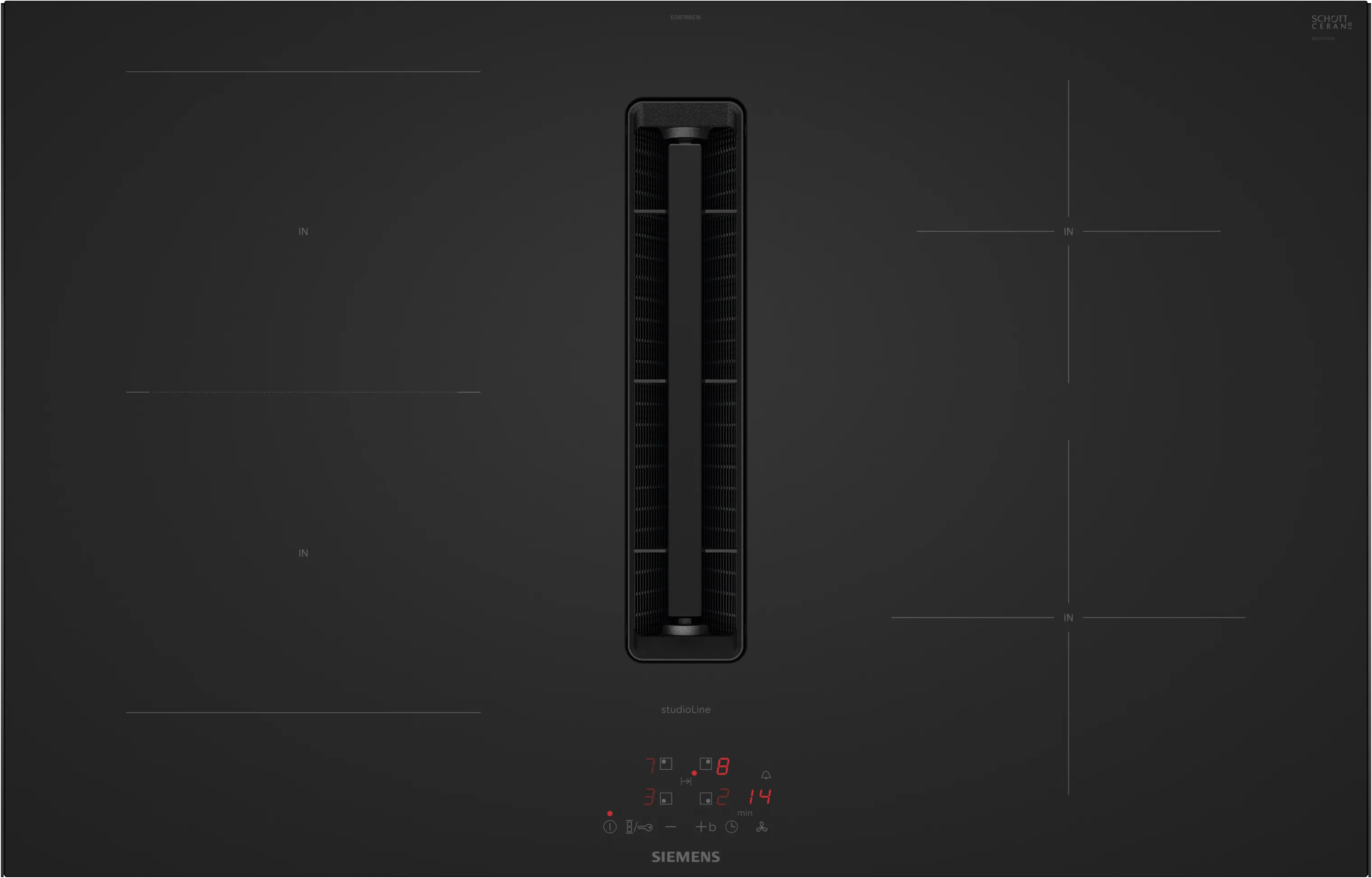 iQ300 Inductiekookplaat met afzuiging 80 cm Matzwart, opbouwmontage met rand  