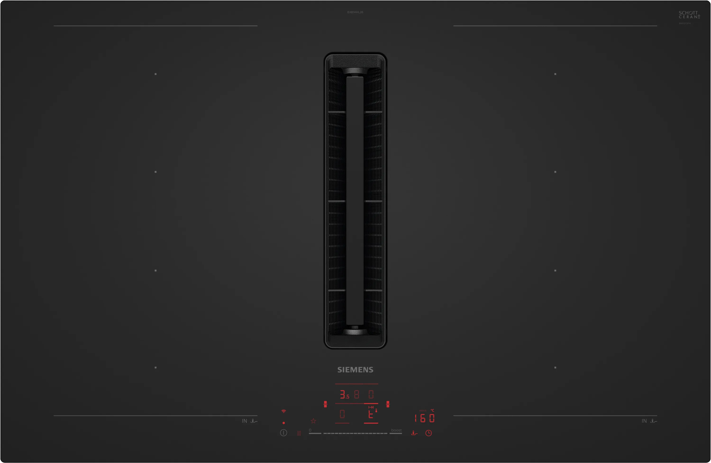 iQ700 płyta zintegrowana z wyciągiem 80 cm Czarny matowy, montaż nablatowy, płyta bez listew 