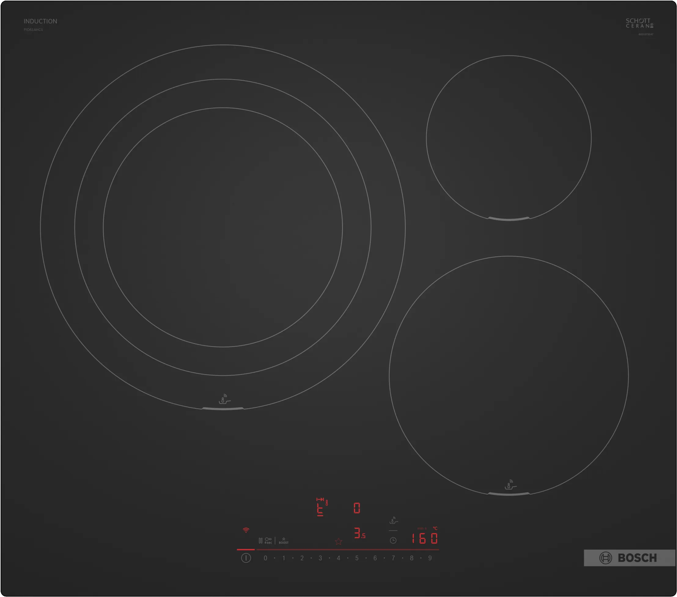 Serie 6 Placa de inducción 60 cm Negro mate, sin perfiles 