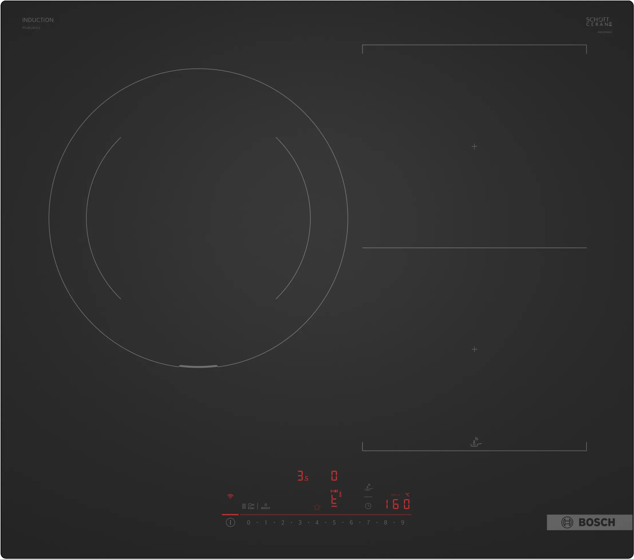 Serie 6 Placa de inducción 60 cm Negro mate, sin perfiles 