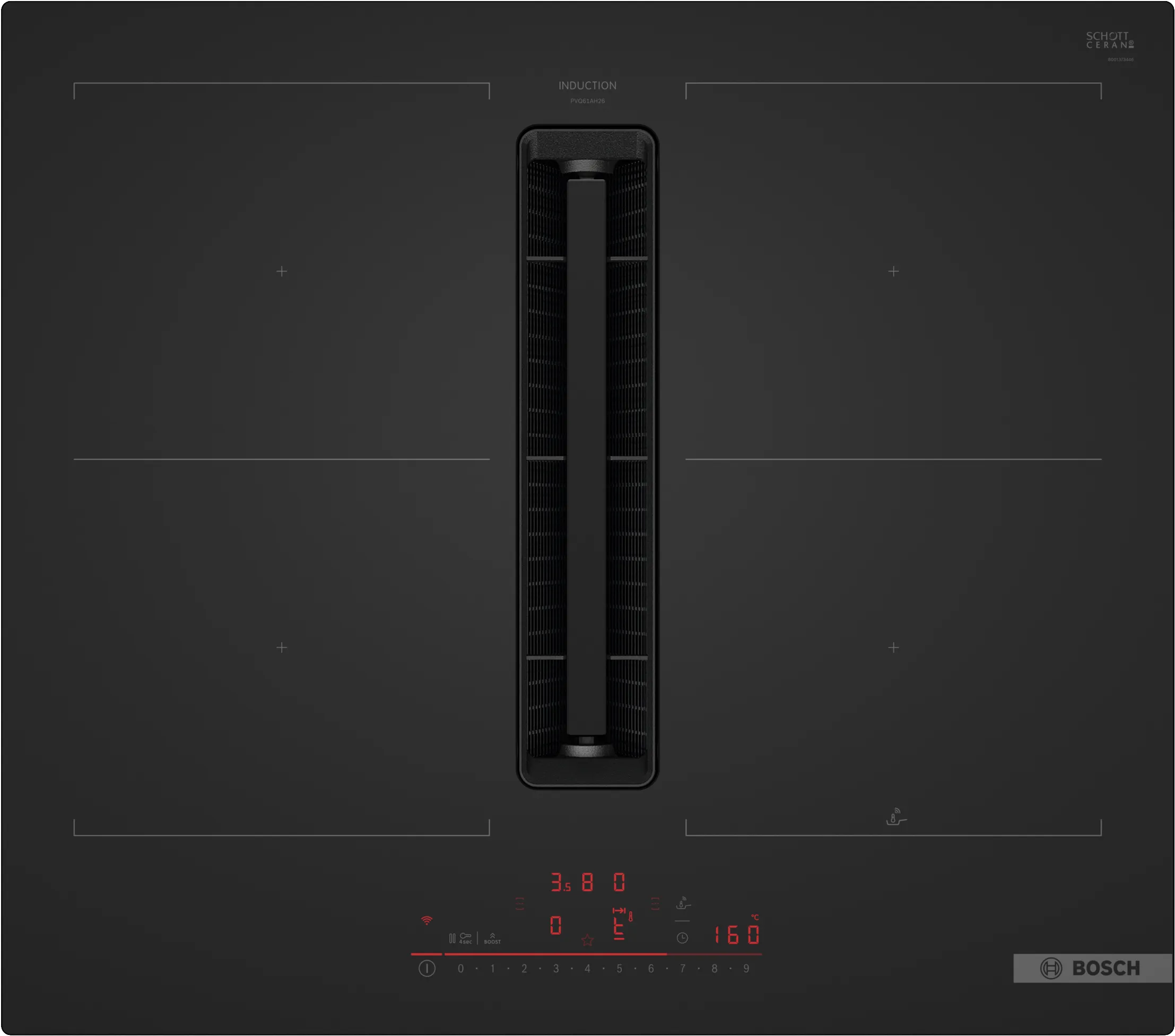 Serie 6 Placa de inducción con extractor integrado 60 cm Negro mate, sin perfiles 