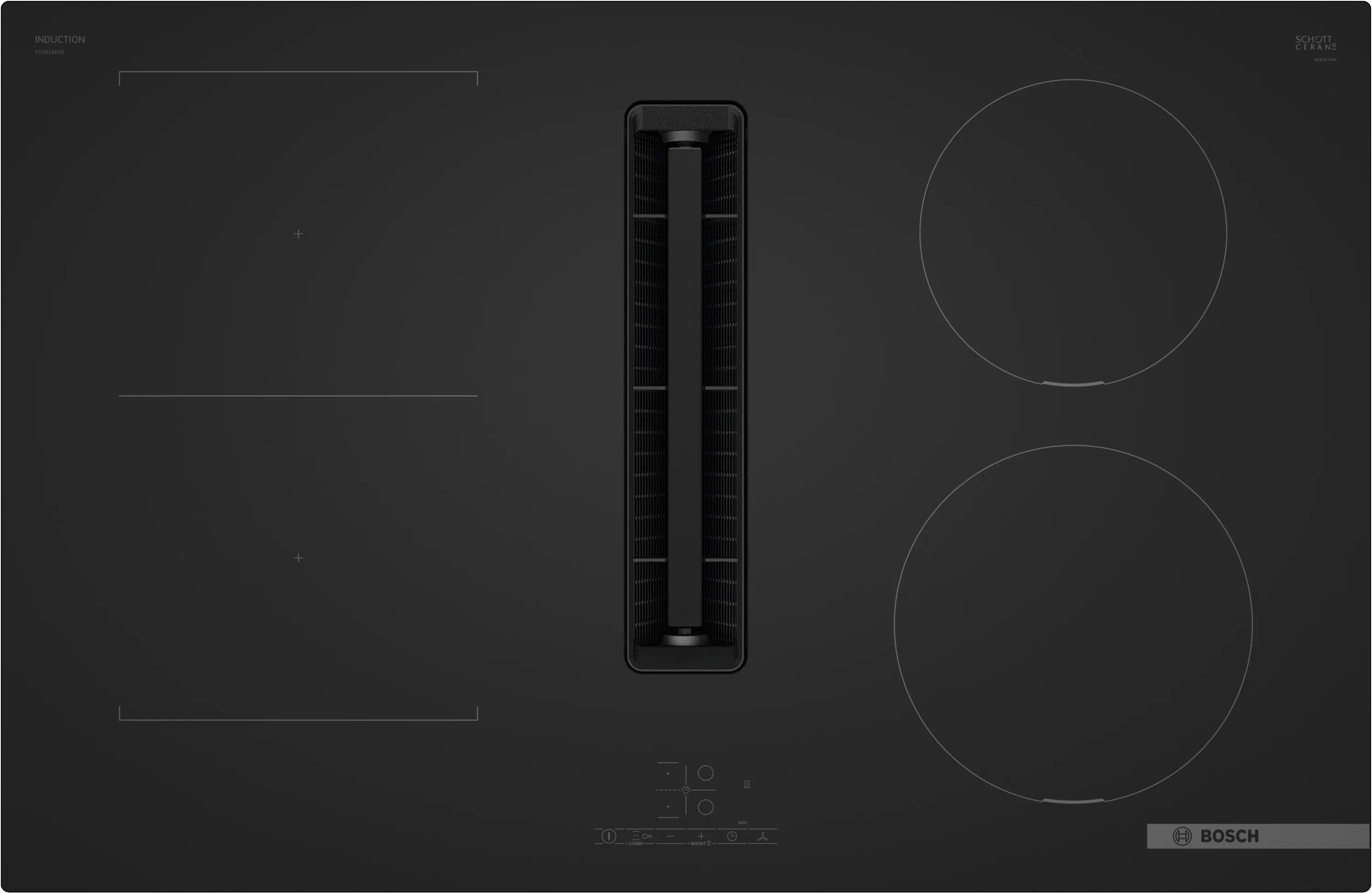 Series 4 Induction hob with integrated ventilation system 80 cm Matt black ,  