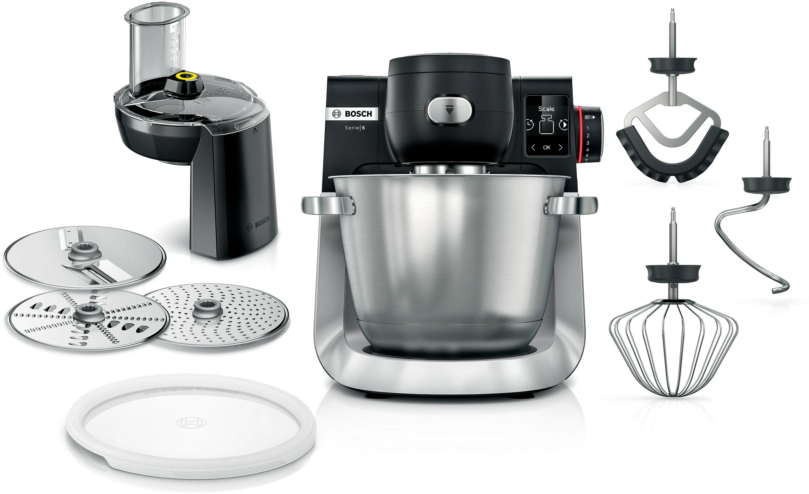 Serie 6 Küchenmaschine mit Waage 1600 W Schwarz, Edelstahl gebürstet 