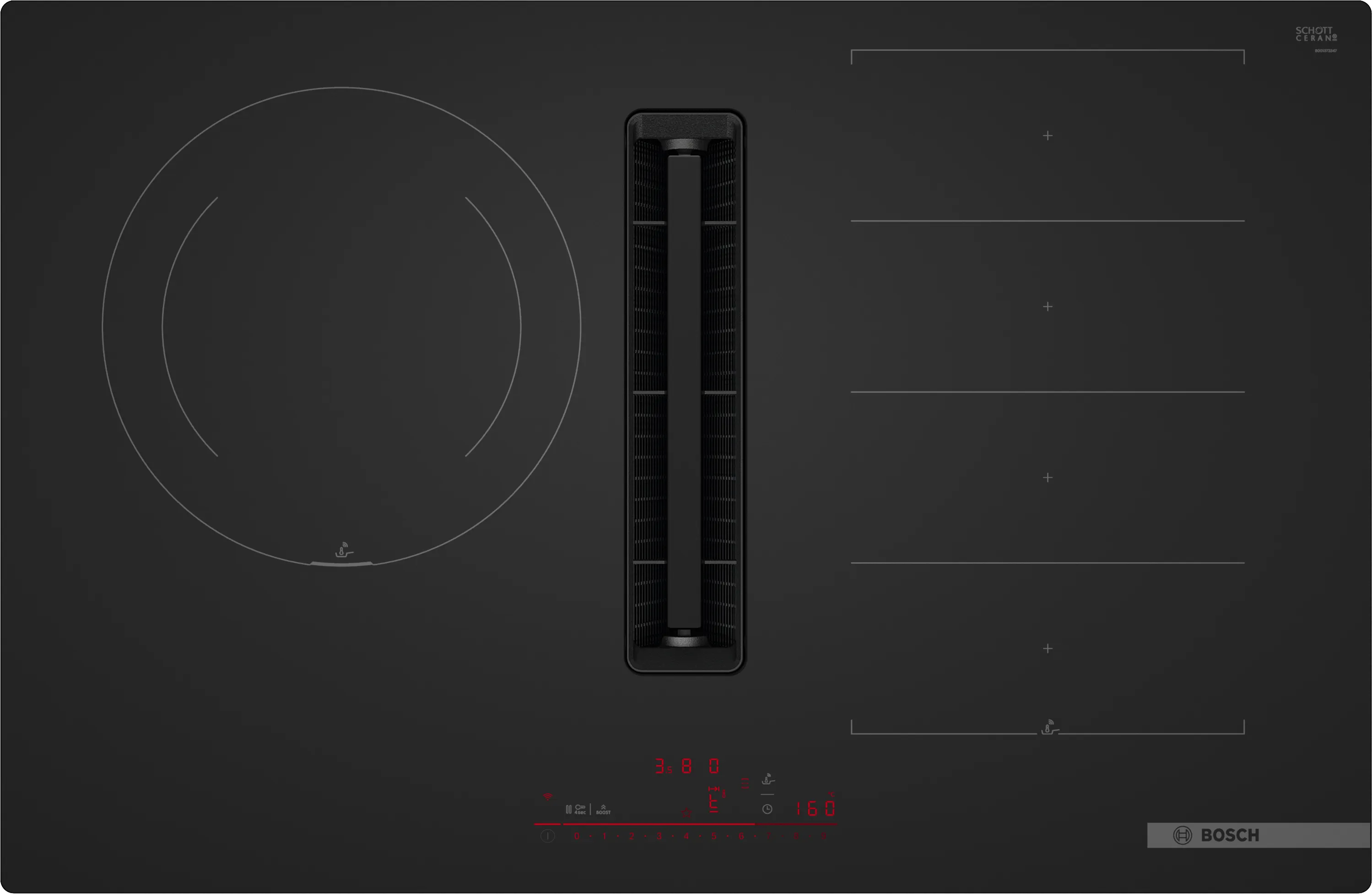 Serie 6 Placa de inducción con extractor integrado 80 cm Negro mate, sin perfiles 