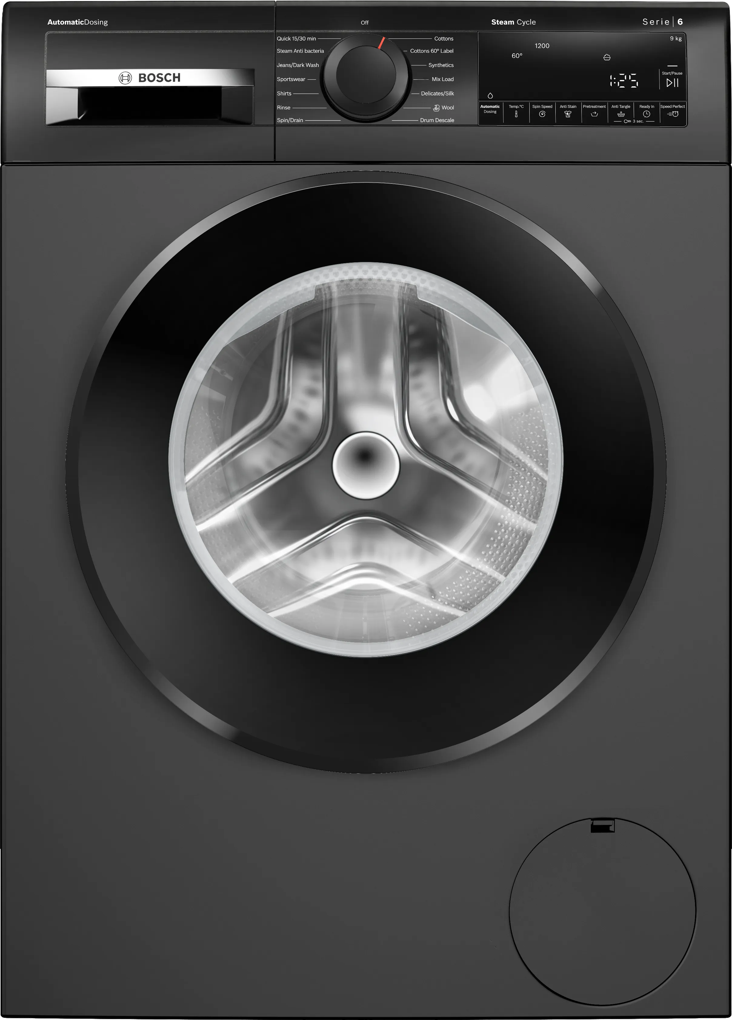 Series 6 washing machine, front loader 9 kg , Cast iron grey