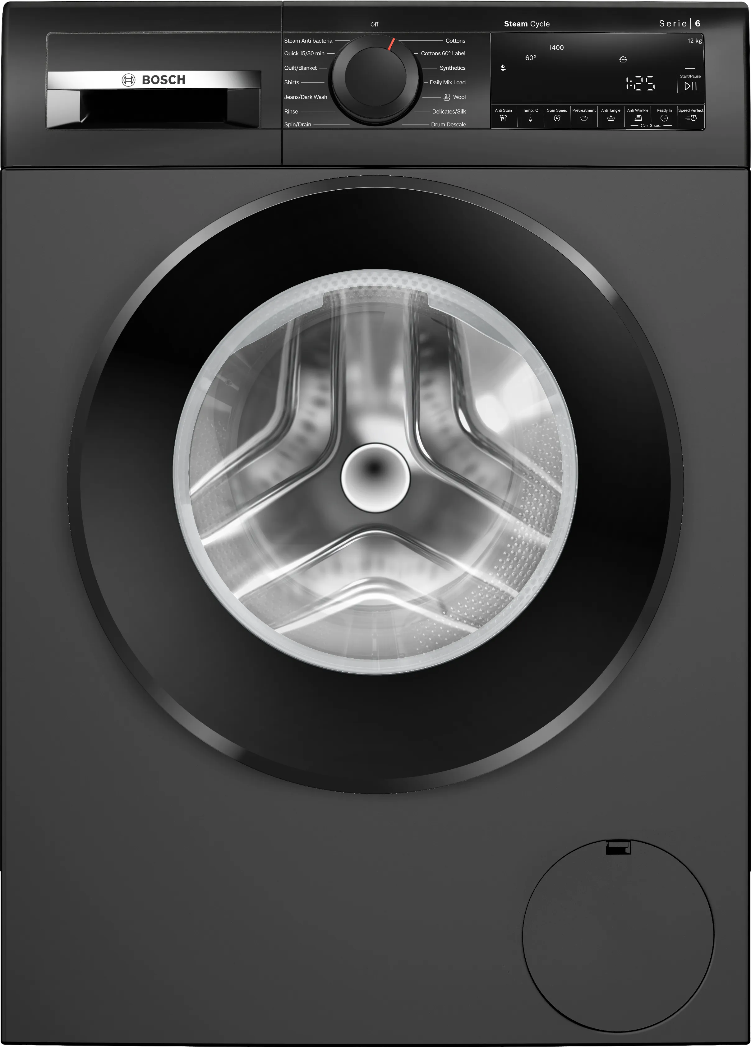 Series 6 washing machine, front loader 12 kg , Cast iron grey