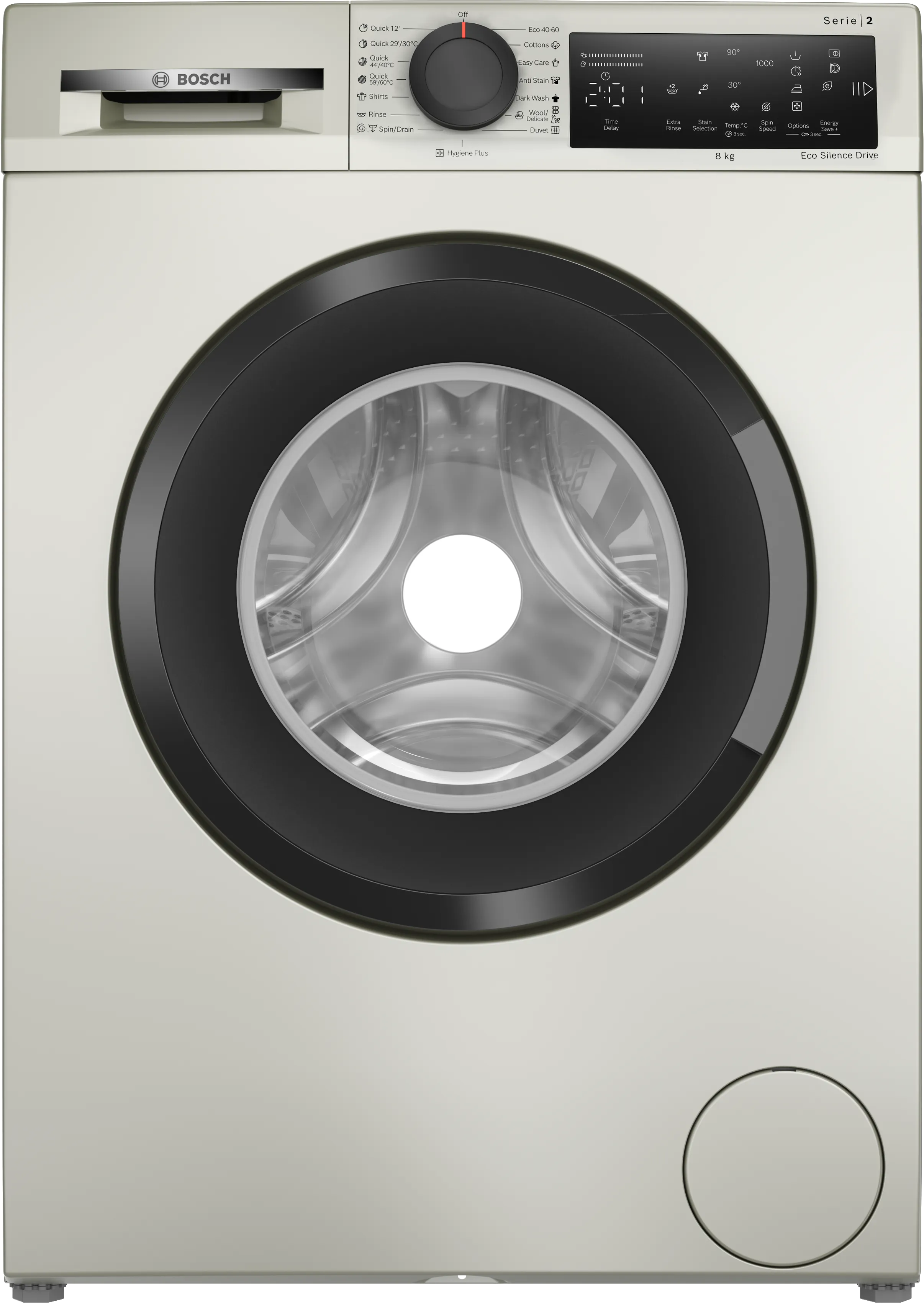 سلسلة الطرازات Serie 2 washing machine, frontloader 8 kg , سيلفر إينوكس