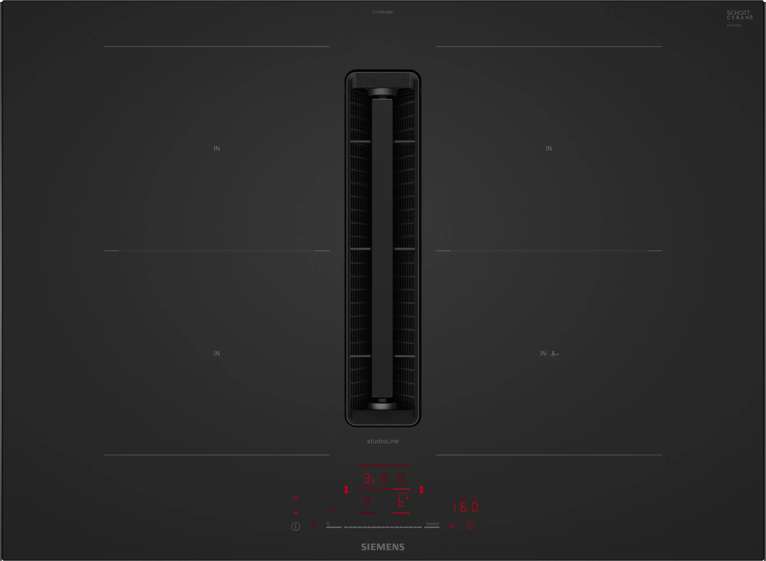 iQ500 Table de cuisson à induction avec hotte intégrée 70 cm Noir mat, Encastrable avec cadre 