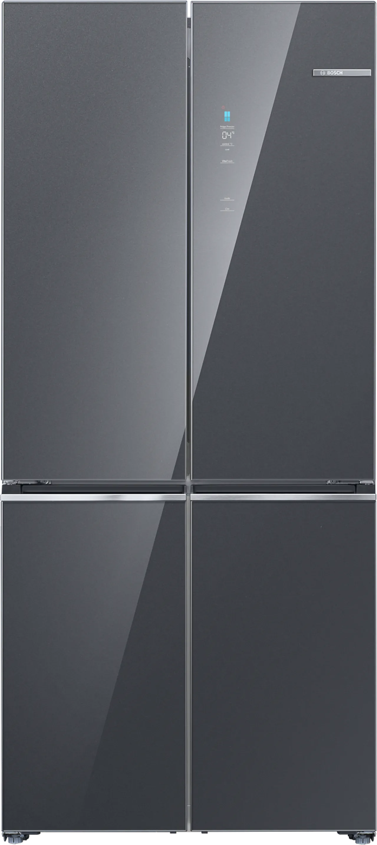 Series 2 French Door Bottom Mount Refrigerator, Glass door 192.5 x 84.2 cm Silver, Total No Frost 
