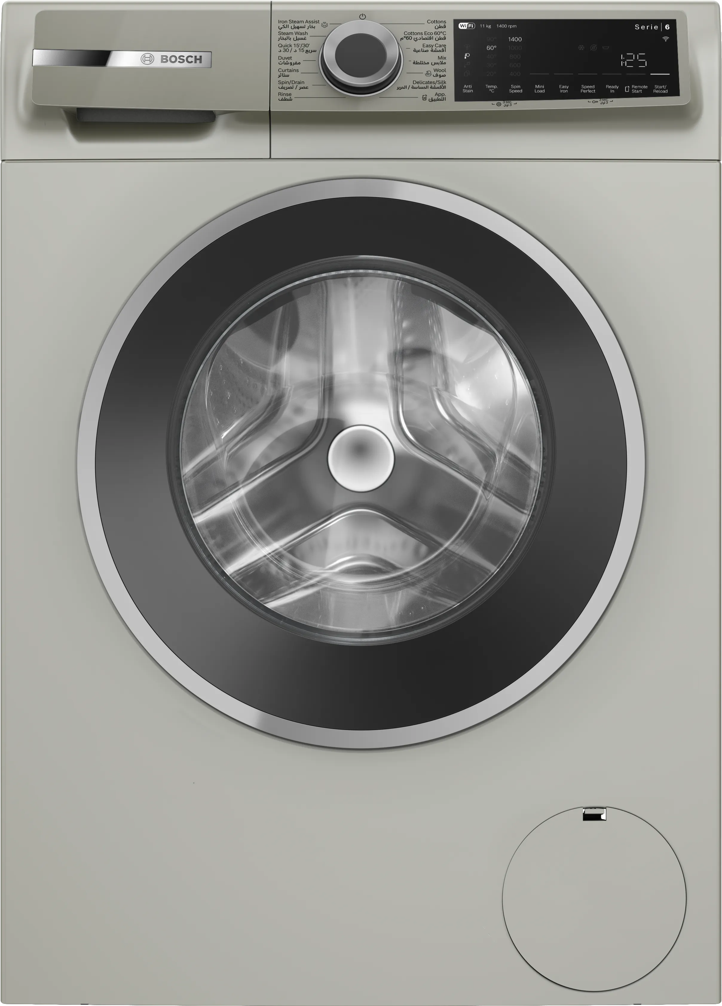 Series 6 غسالة ملابس، تحميل أمامي بالحجم الكامل 11 kg , سيلفر إينوكس