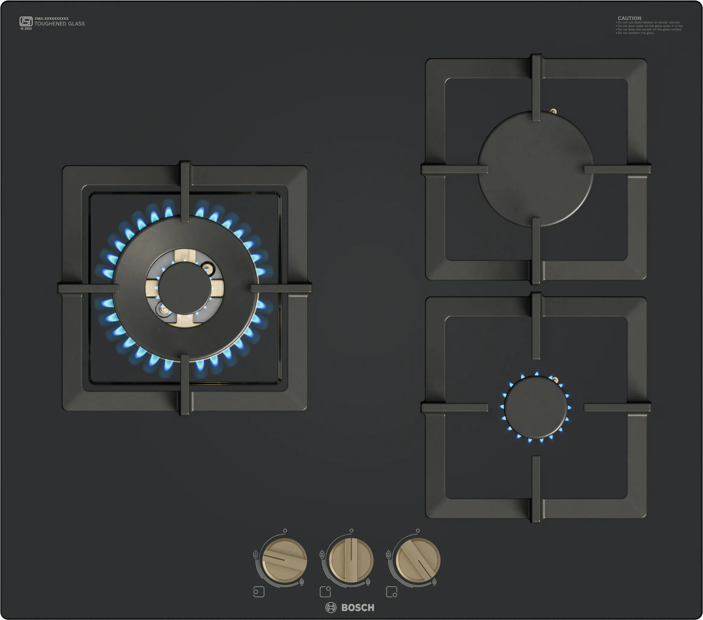 Series 4 Gas hob 60 cm Tempered glass, Black 