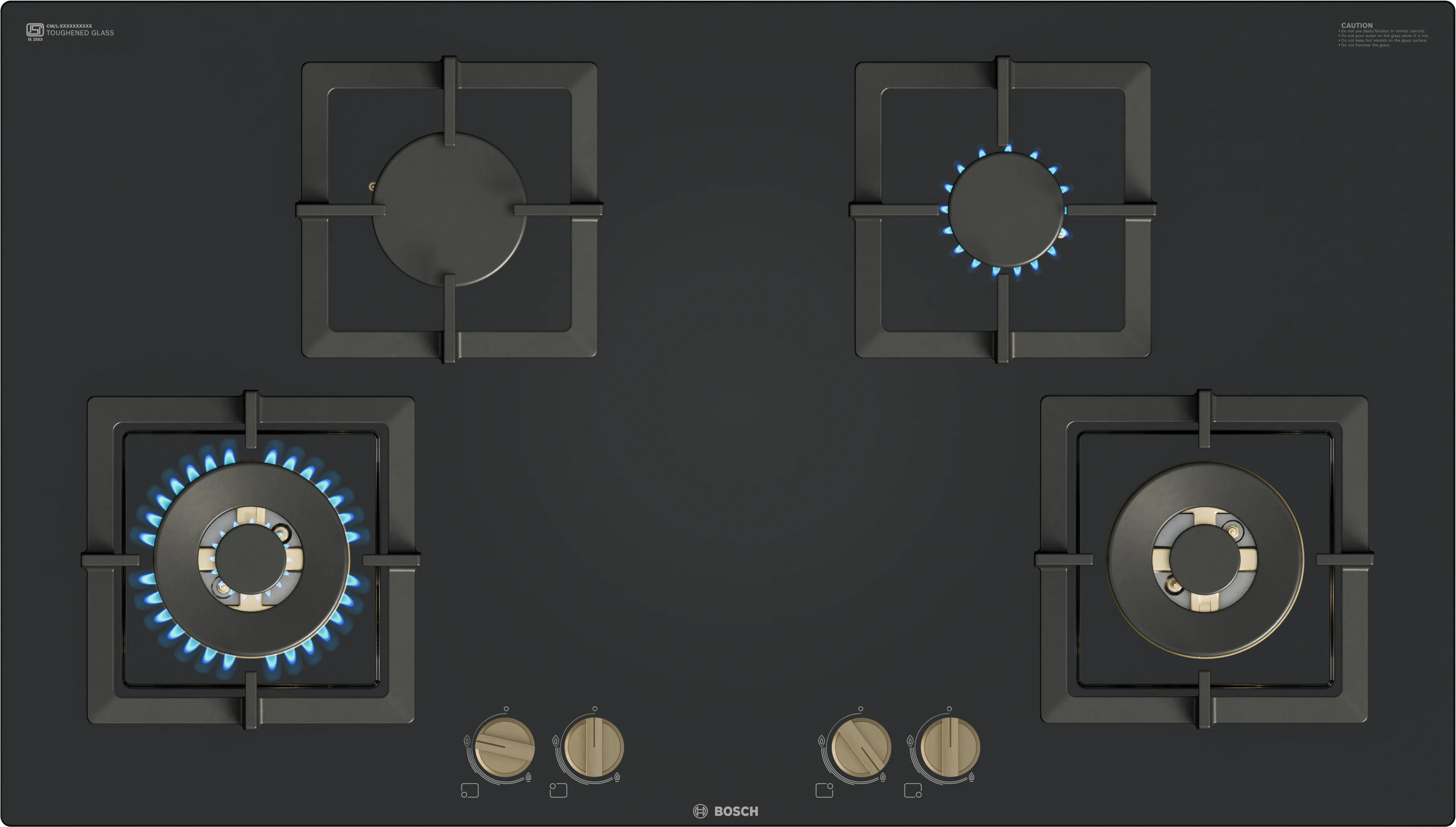 Series 4 Gas hob 90 cm Tempered glass, Black