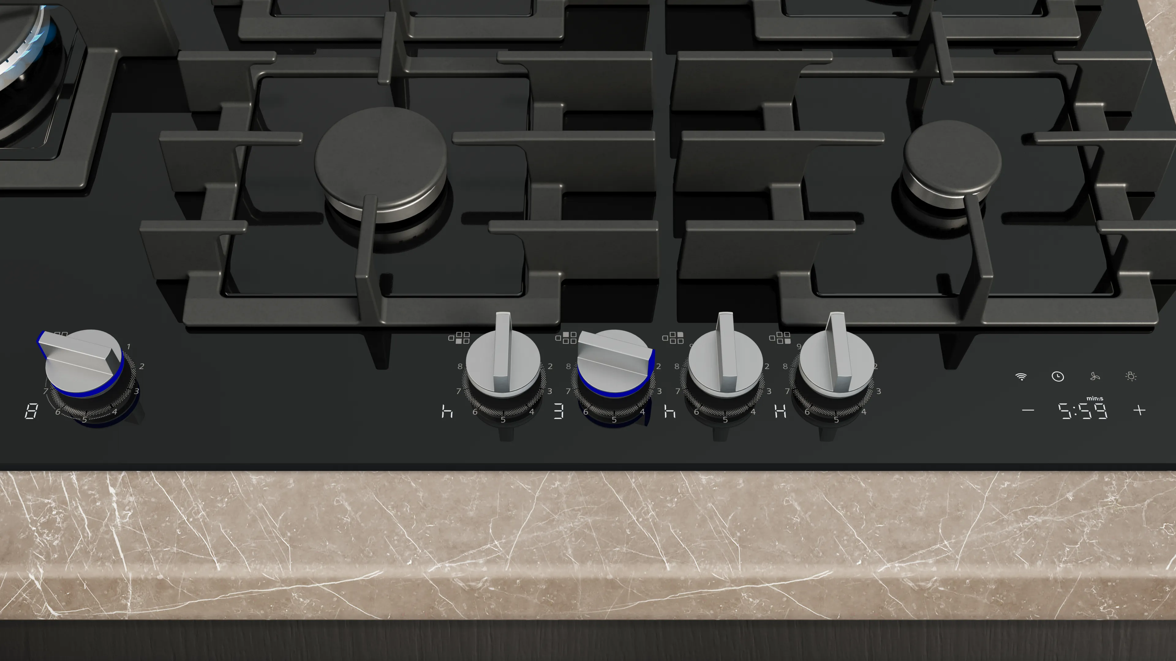 Siemens ER9A6SH40I iQ700 Gas hob 90 cm Tempered glass, Black - View 2