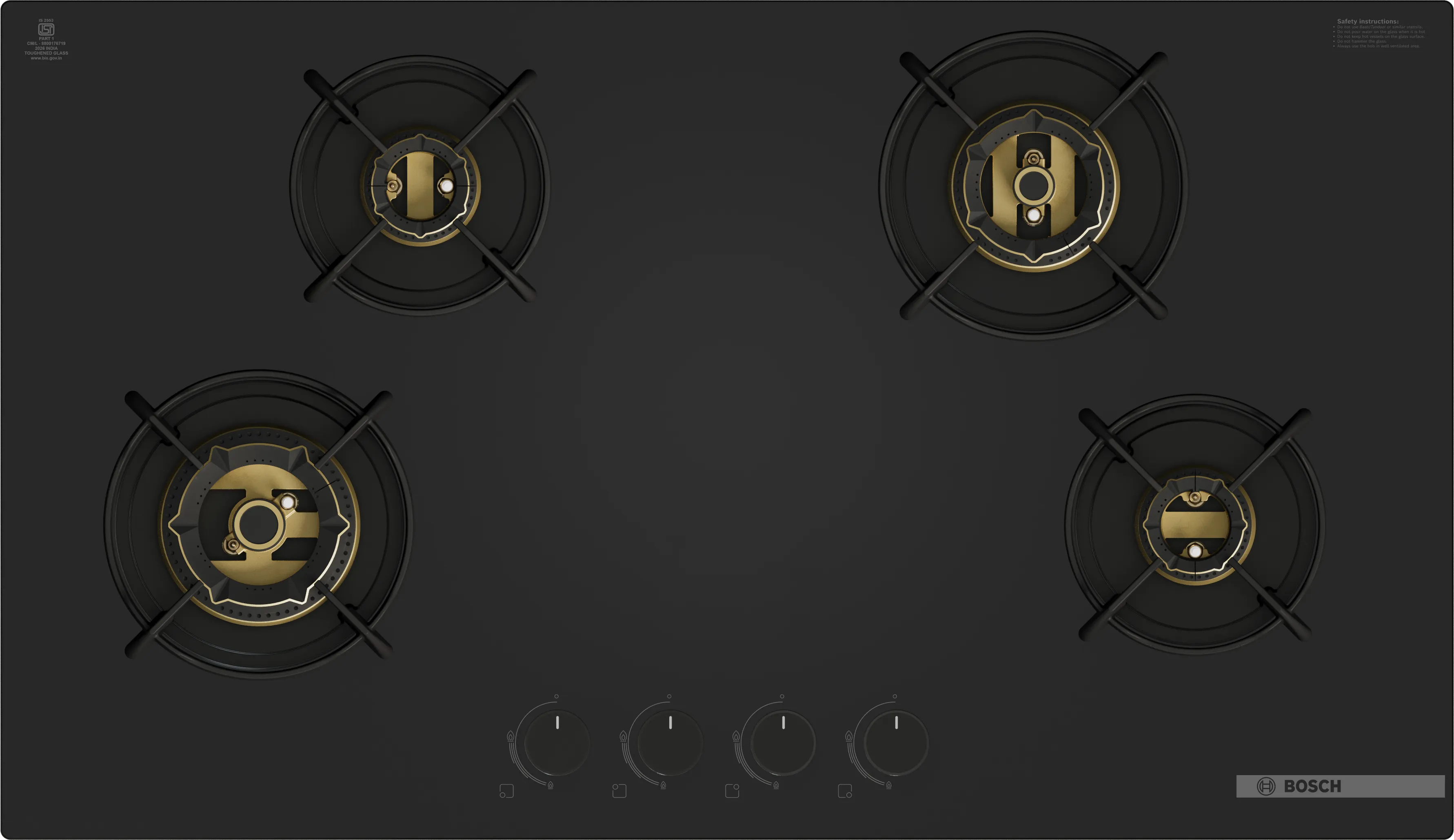 Series 6 Gas hob 90 cm Tempered glass, Black 