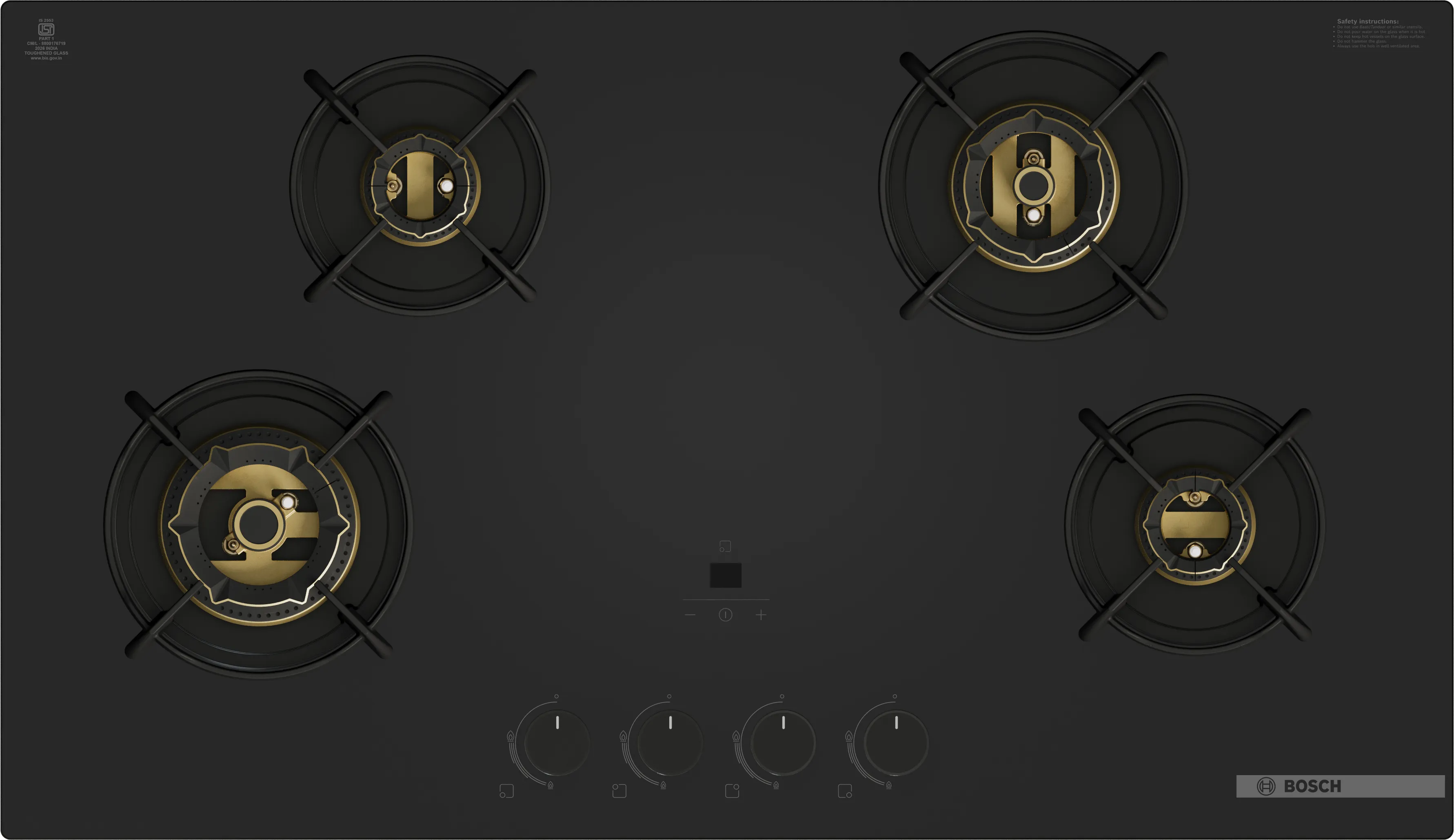 Series 8 Gas hob 90 cm Tempered glass, Black 