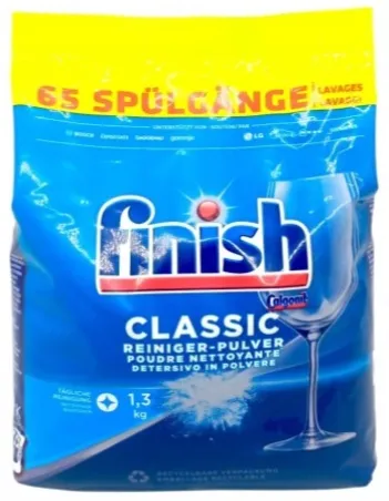 Środek do zmywarek do naczyń FINISH CLASSIC REINIGER PULVER 1,3KG / 65 MYĆ - PROSZEK DO ZMYWARKI 