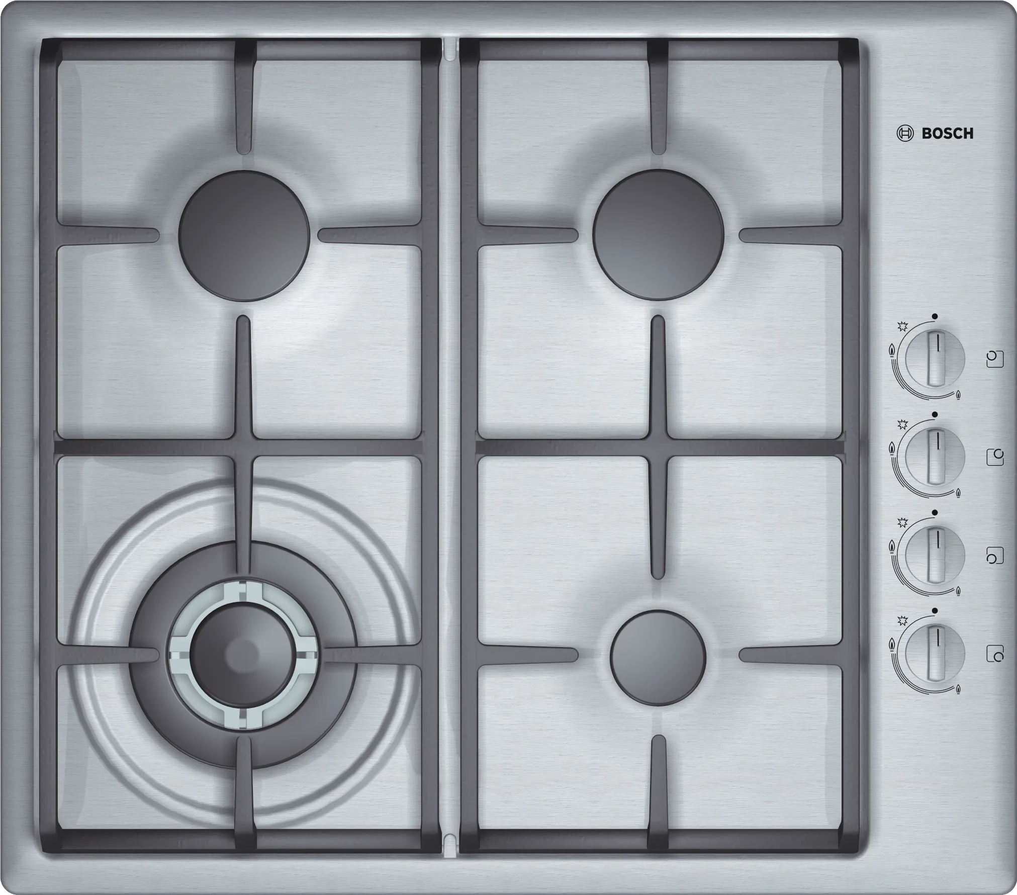 Gas hob 60 cm Stainless steel