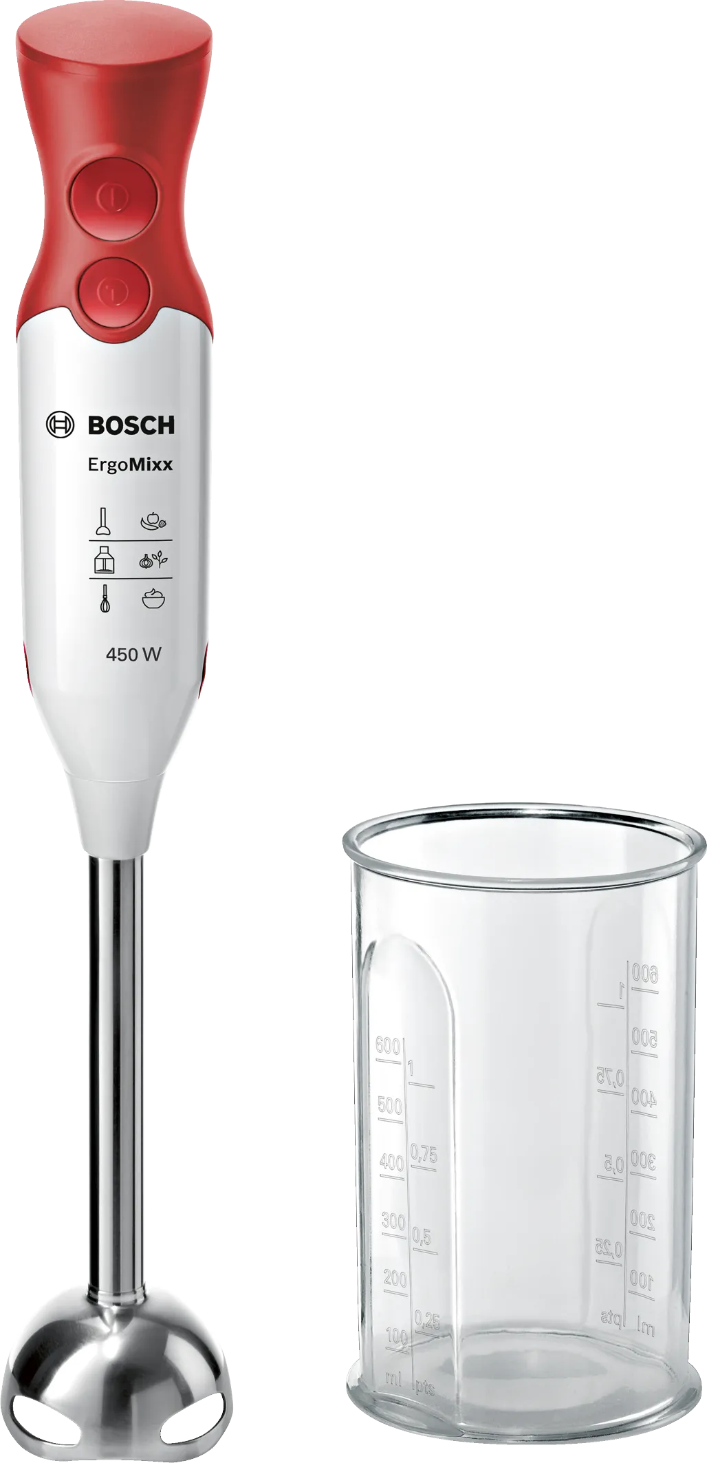 Hand blender ErgoMixx 450 W White, Red 